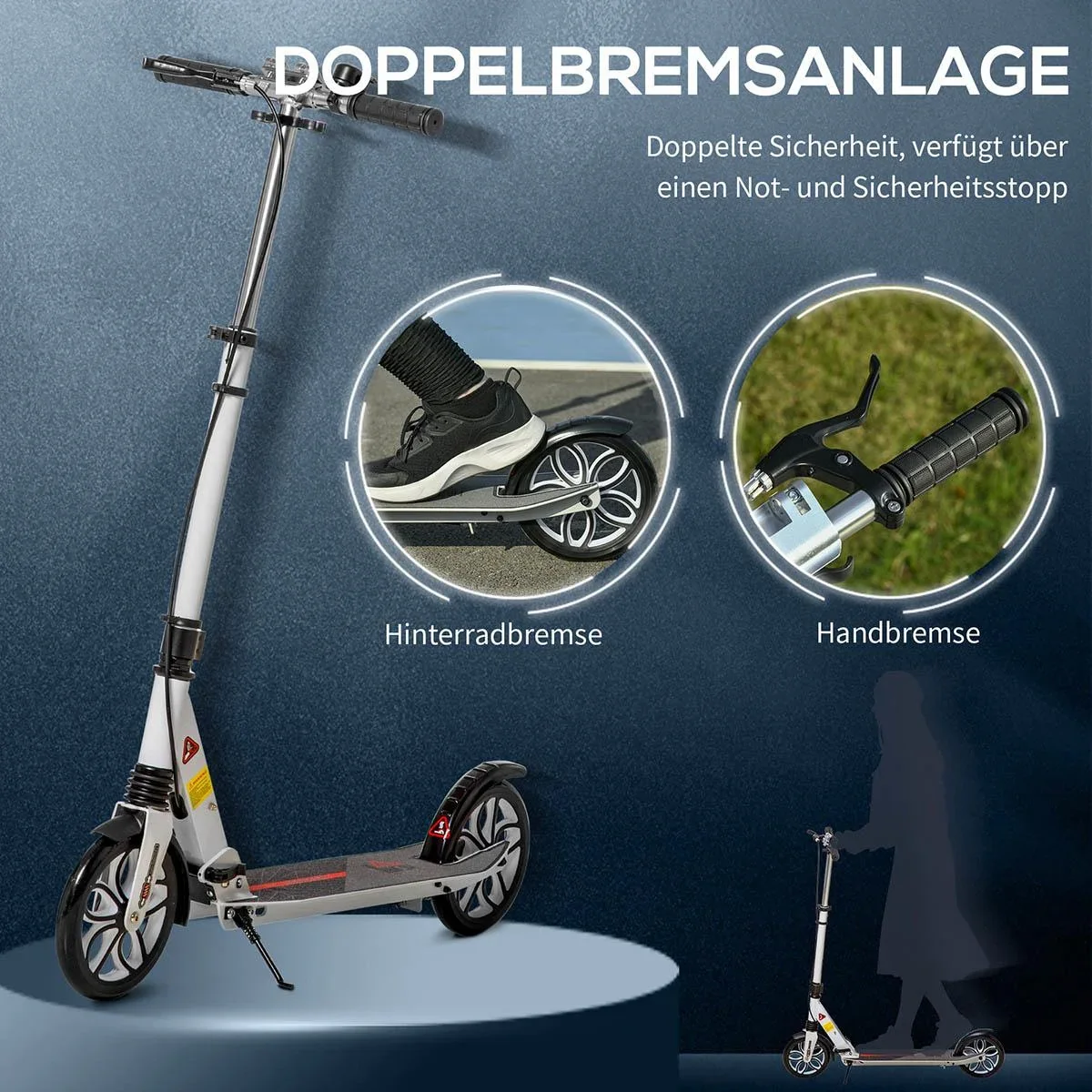 Scooter Kickscooter faltbar Roller Tretroller mit 200 mm rutschfesten Reifen für Erwachsene Kinder Teenager ab 14 Jahren - 0