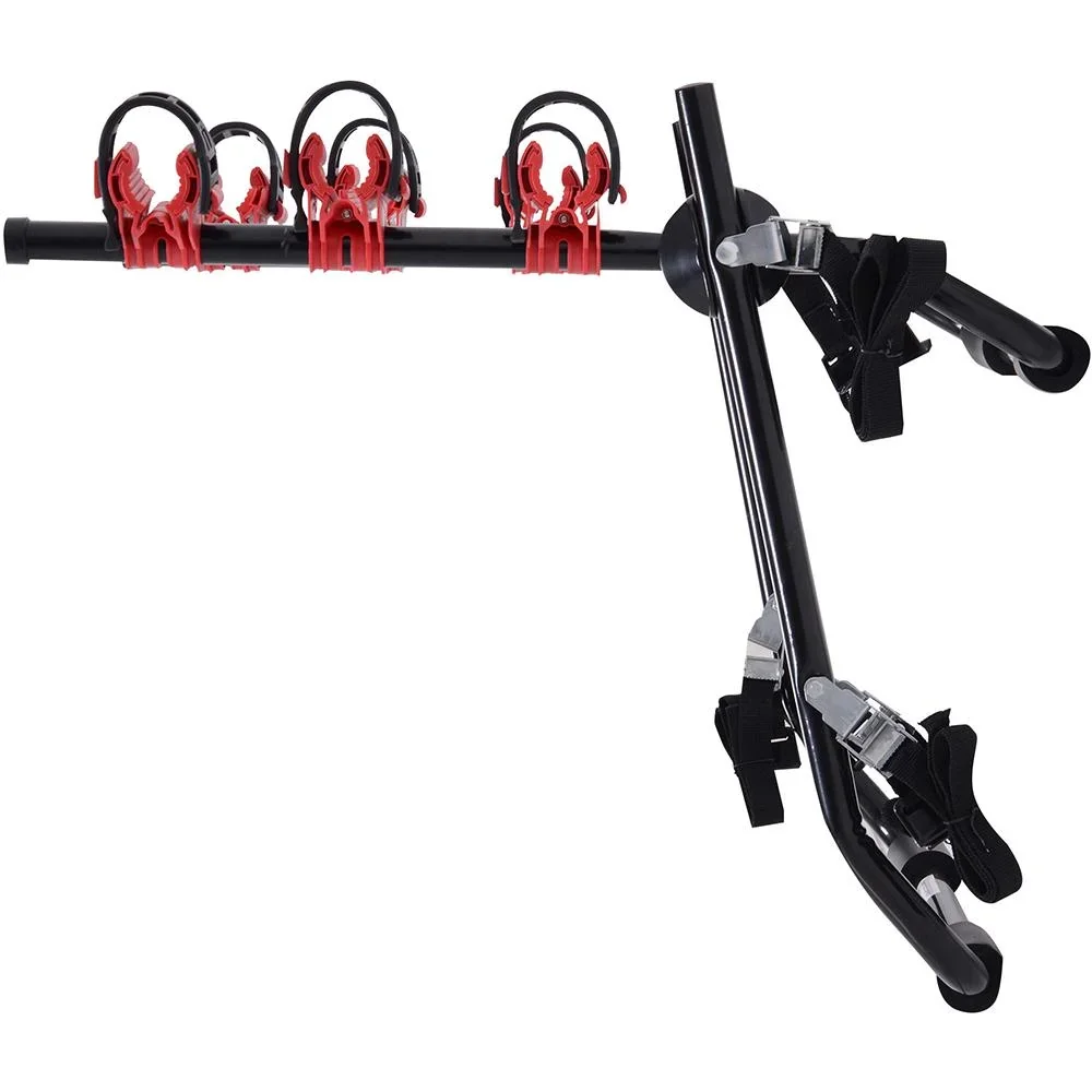 Fahrradträger Fahrradheckträger für 3 Fahrräder Heckträger faltbar Metall + Kunststoff Schwarz + Rot - 0