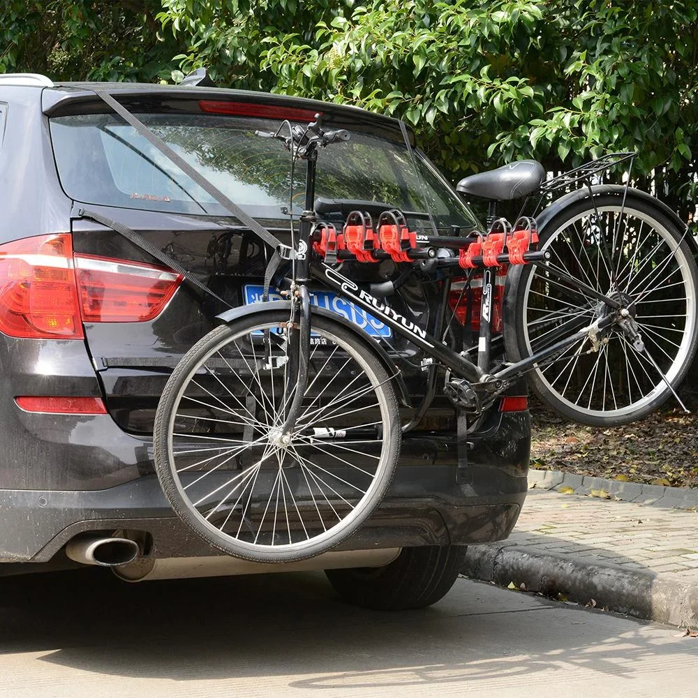 Fahrradträger Fahrradheckträger für 3 Fahrräder Heckträger faltbar Metall + Kunststoff Schwarz + Rot - 1