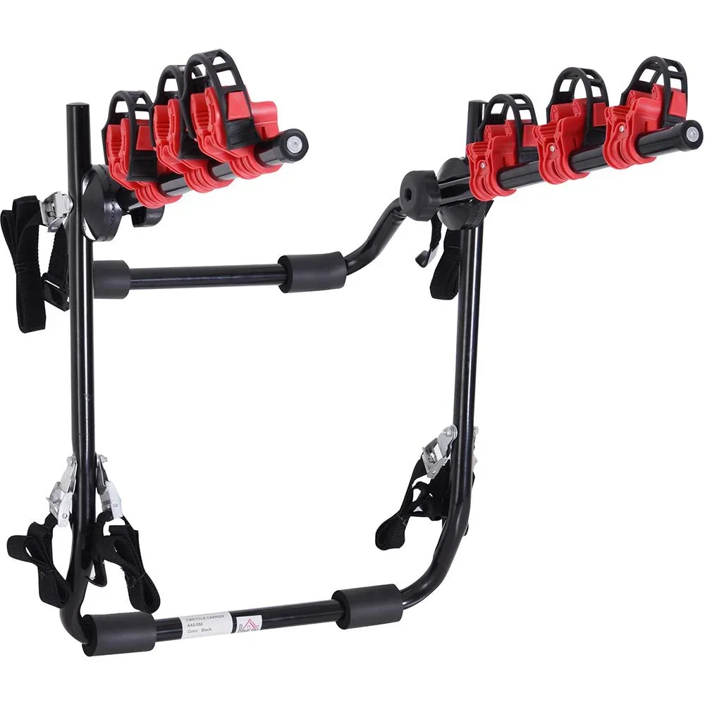 Fahrradträger Fahrradheckträger für 3 Fahrräder Heckträger faltbar Metall + Kunststoff Schwarz + Rot - 3