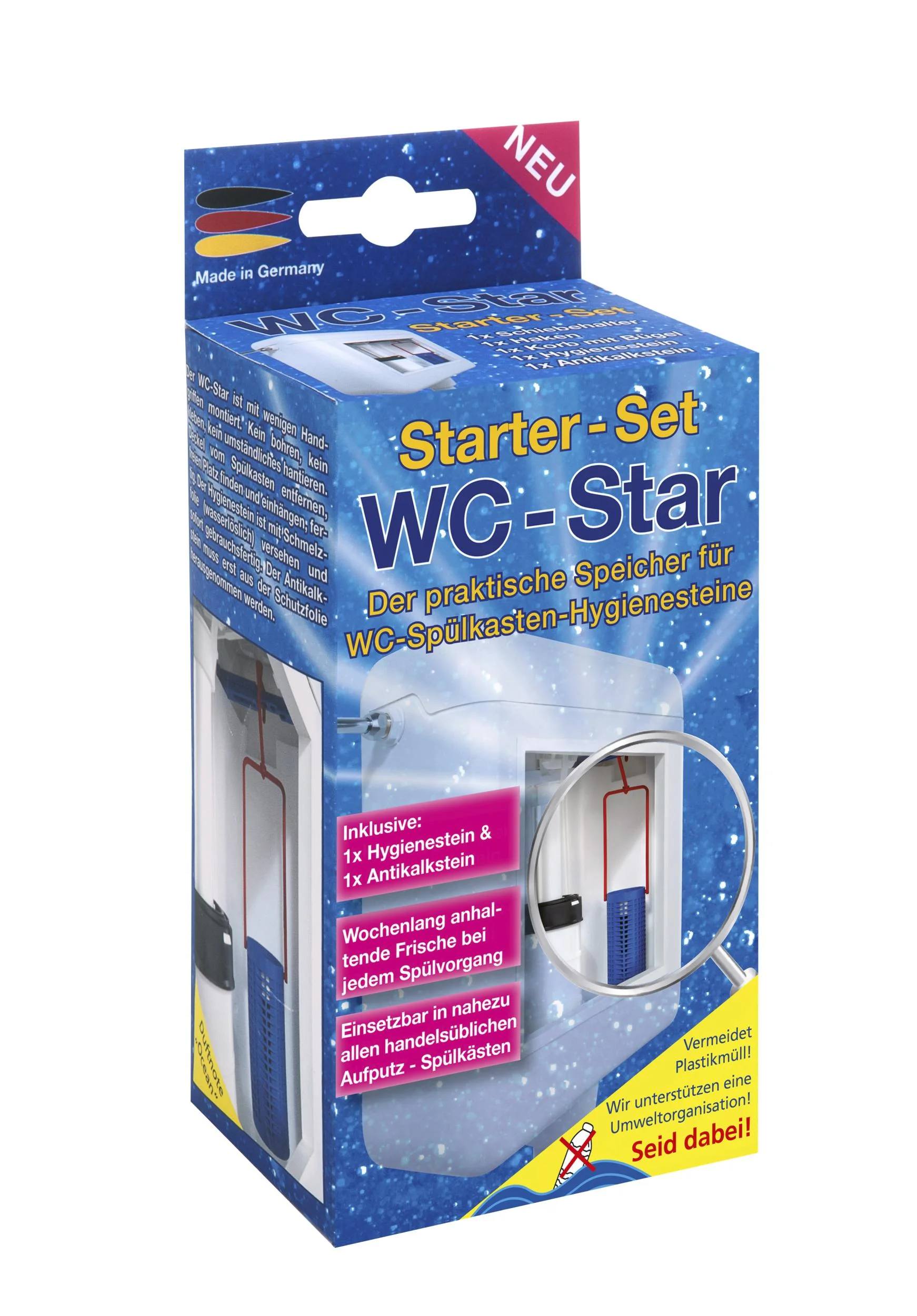 WC-Star, Starter-Set mit Blauspüler WC-Hygienestein, Antikalk-Stein - 3
