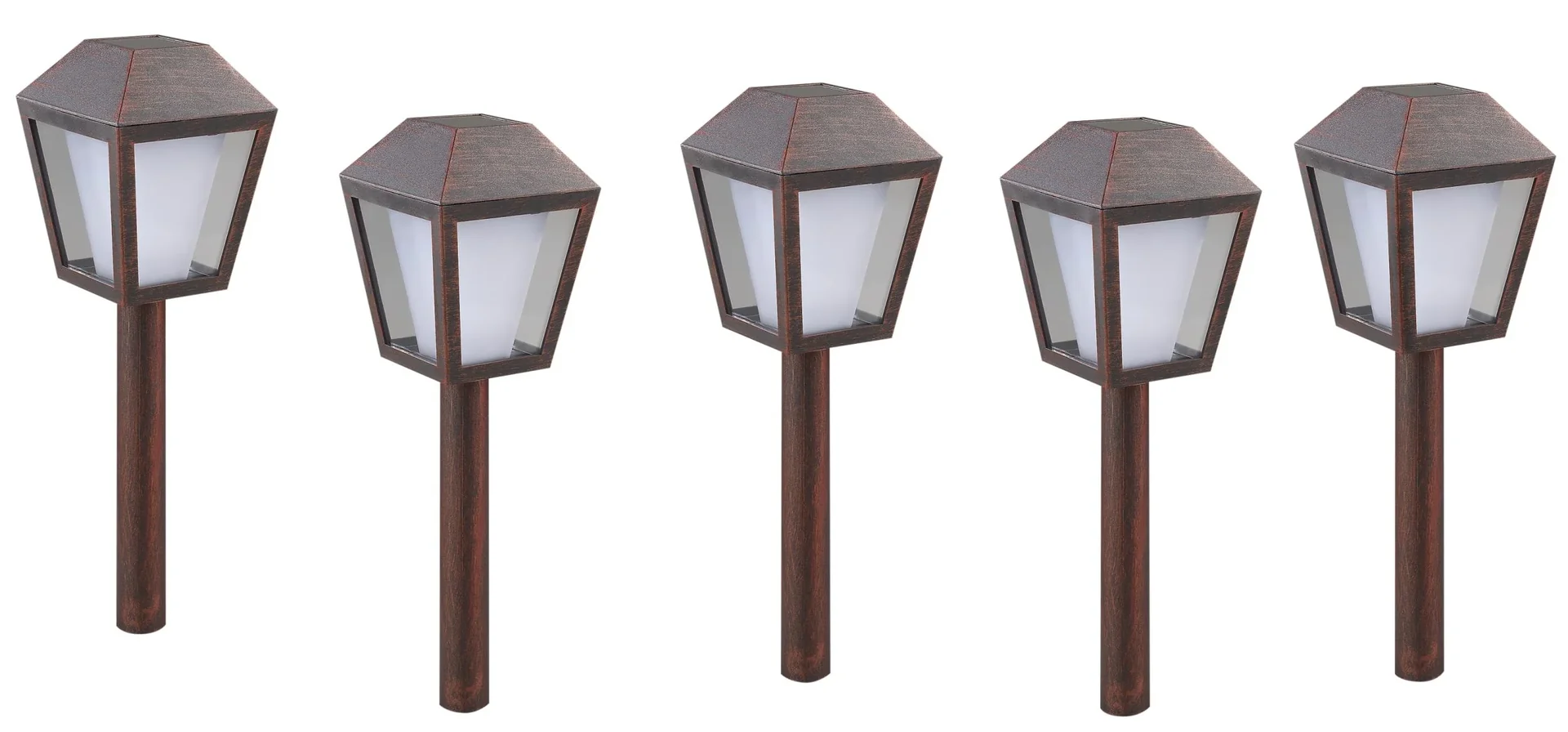 Solar Laternen im Antik-Kupfer Design, 5er Set - 0