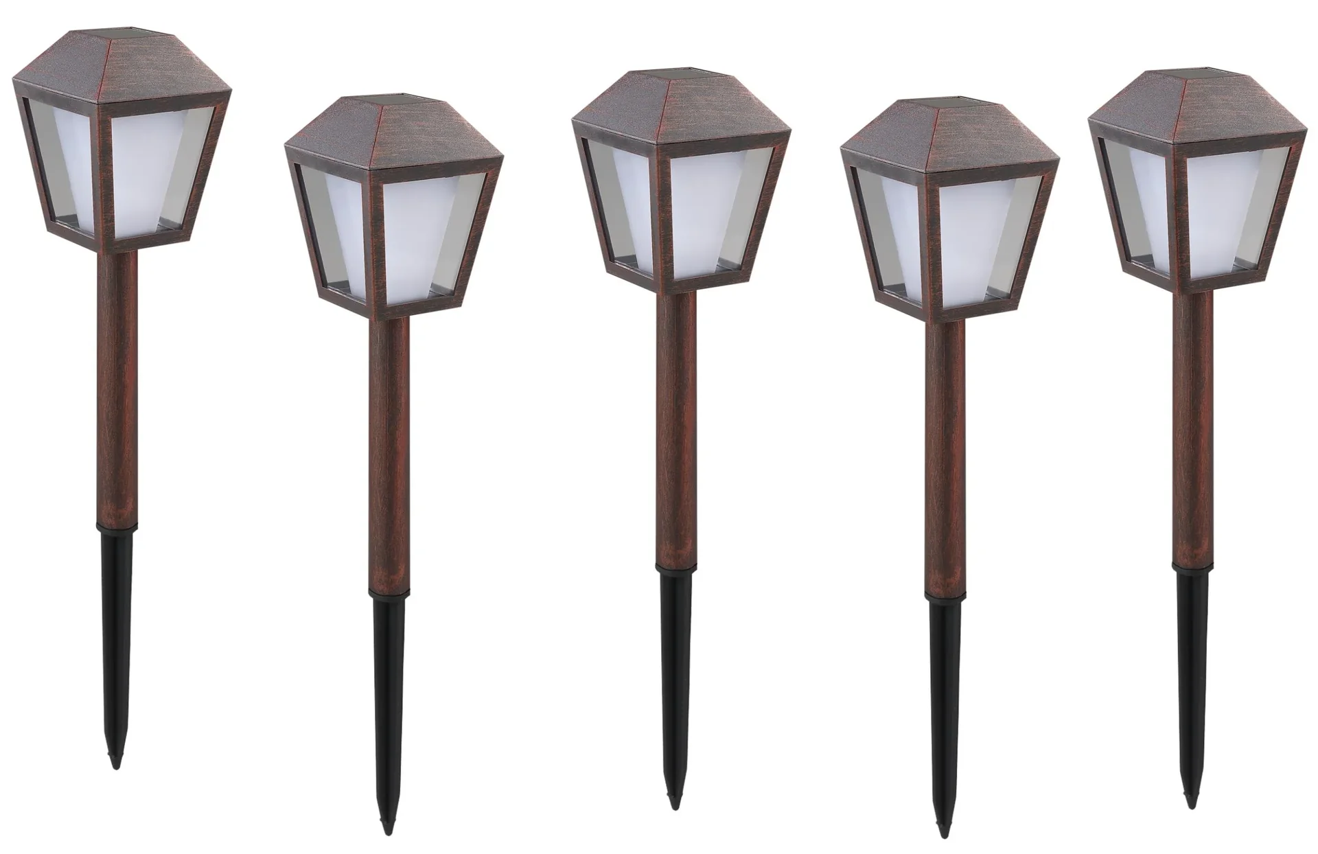 Solar Laternen im Antik-Kupfer Design, 5er Set - 2