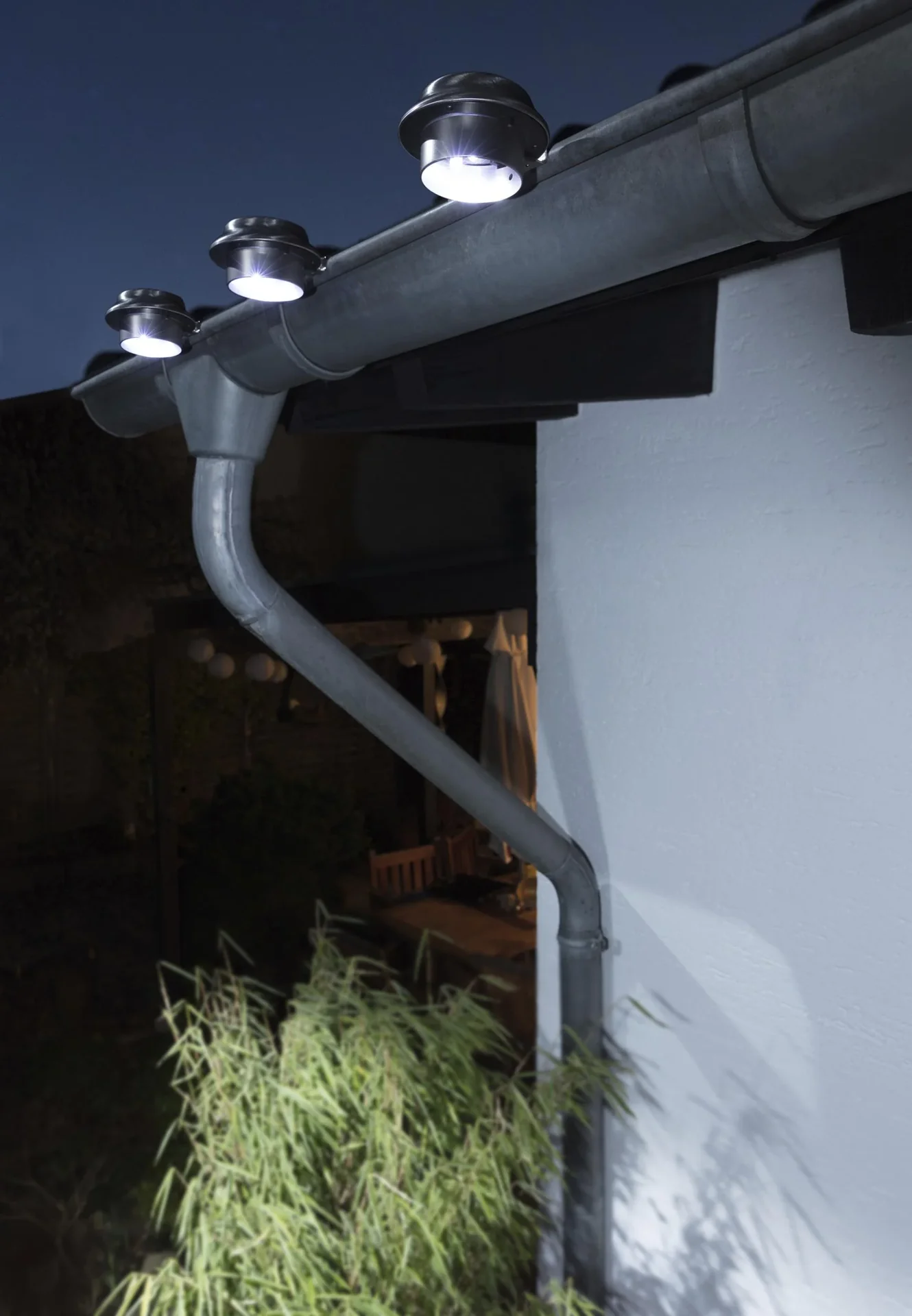 Solar Dachrinnenleuchten aus Edelstahl - 3er Set - 3