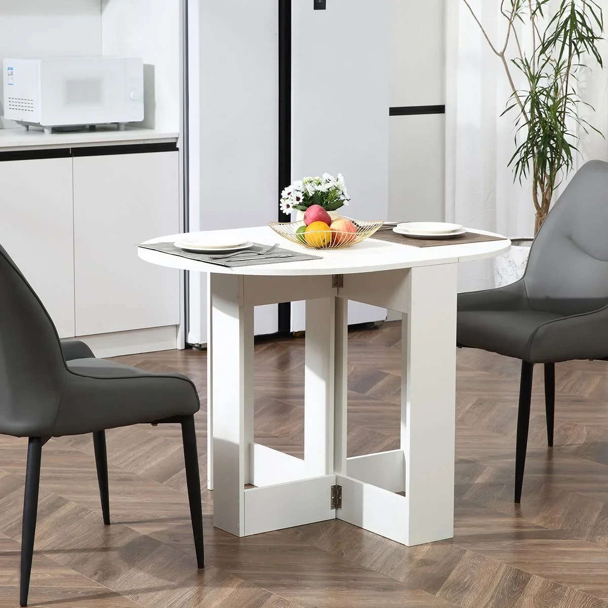 Esstisch Klapptisch Esszimmertisch Tisch Ablagefläche Spanplatte Holz Weiß 104 x 76 x 73,7 cm - 0