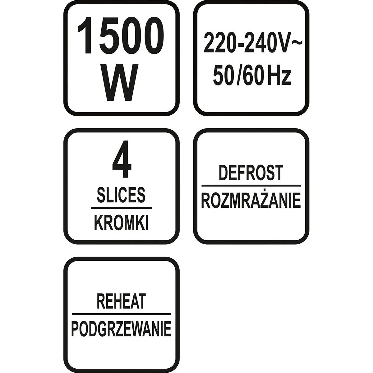 Toaster - 1500W - 4 Scheiben auf einmal - 7 Heizstufen - 2