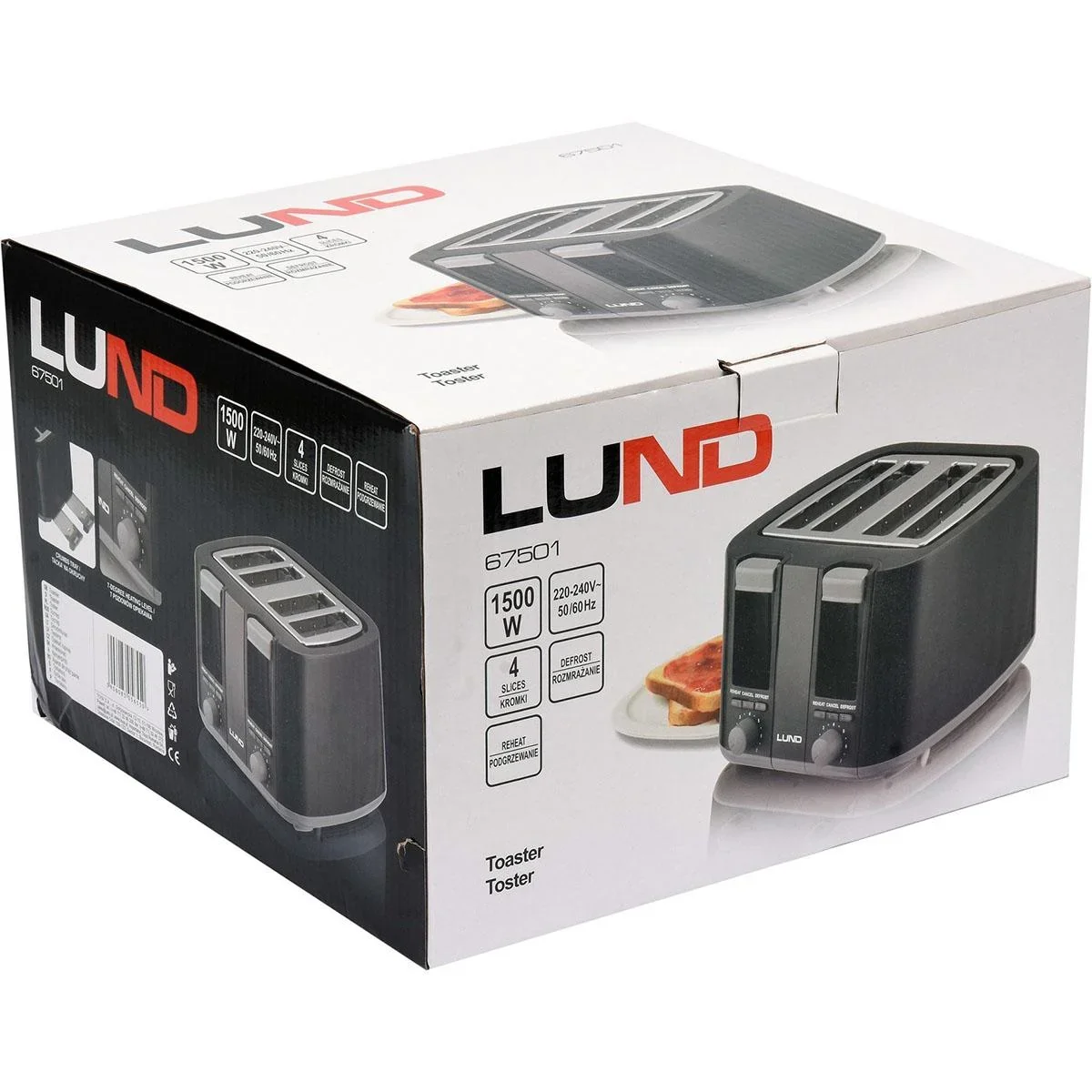 Toaster - 1500W - 4 Scheiben auf einmal - 7 Heizstufen - 3