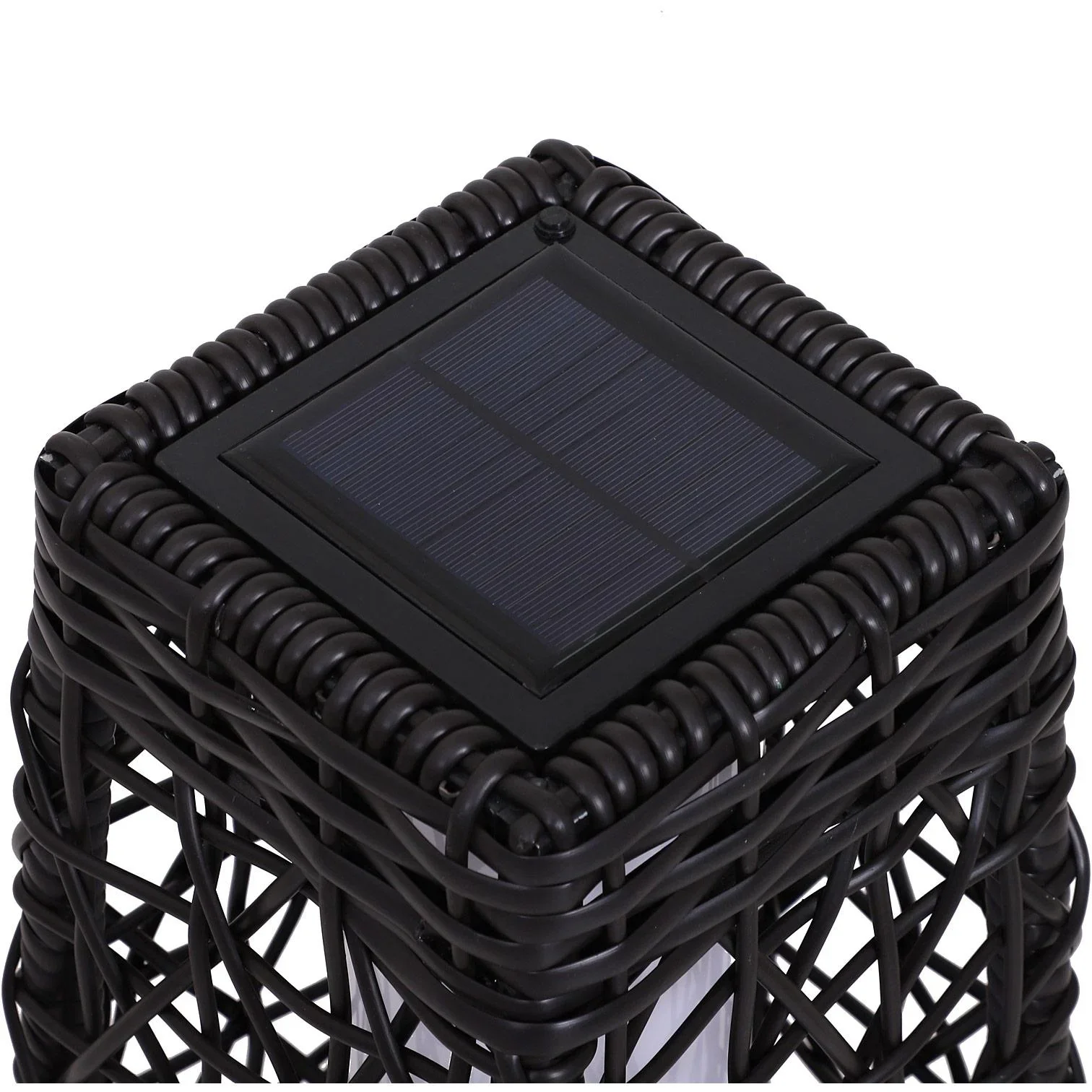 Solarlampe Rattan Gartenlampe Wegbeleuchtung Lichtsensor automatisch wasserdicht kaffeebraun L19 x B19 x H68 cm - 5