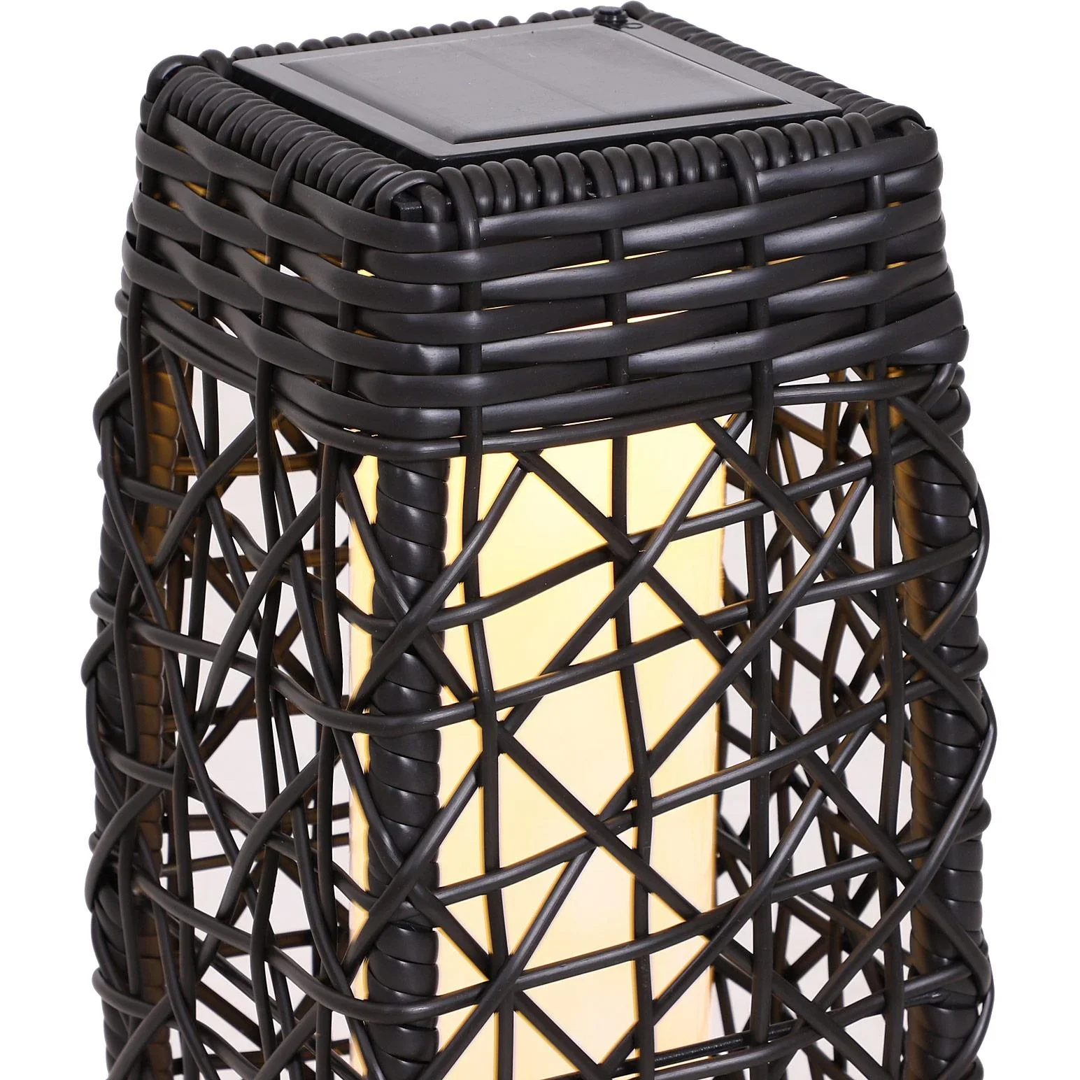 Solarlampe Rattan Gartenlampe Wegbeleuchtung Lichtsensor automatisch wasserdicht kaffeebraun L19 x B19 x H68 cm - 6