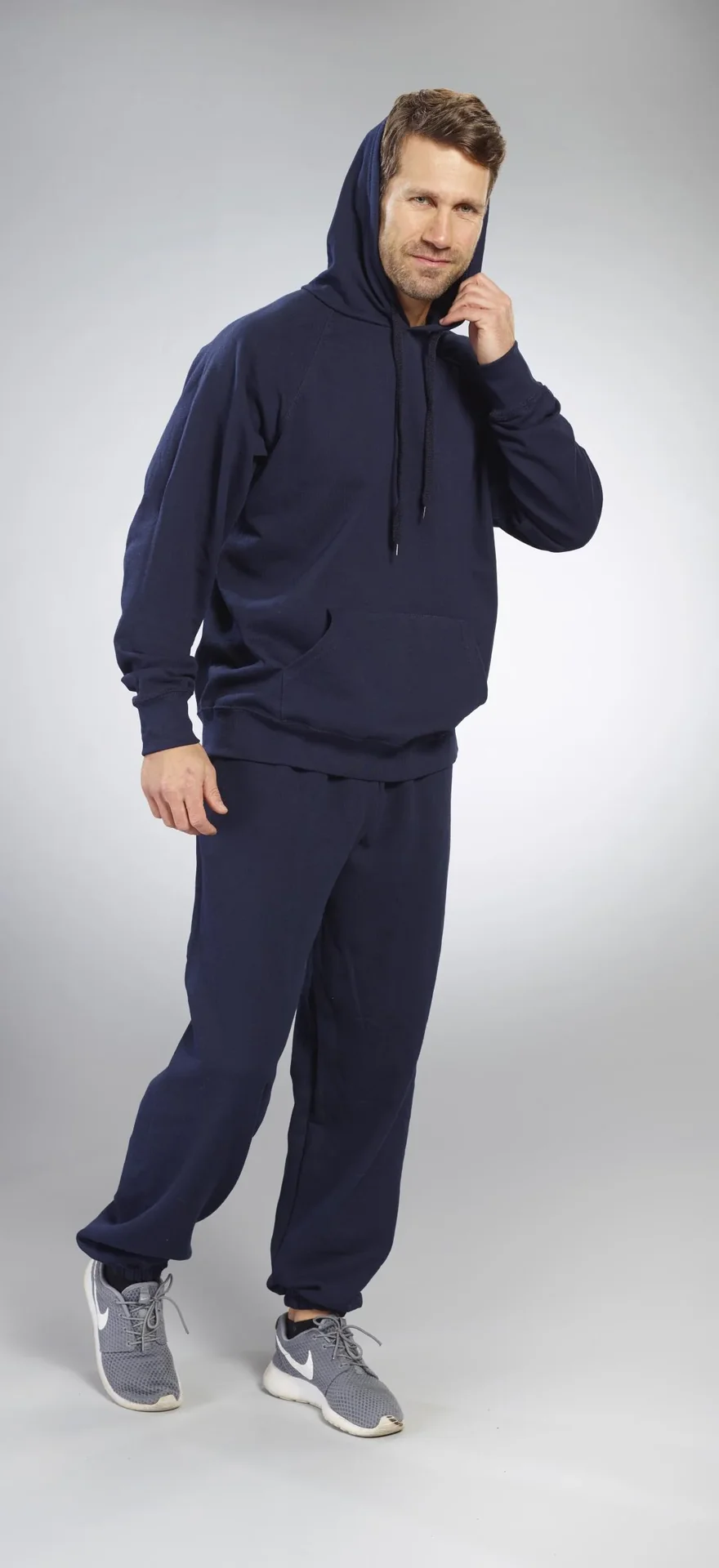 Hoody mit Kängurutasche, Farbe marine, Gr.L - 3