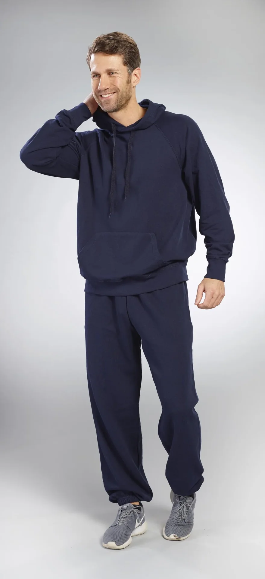 Hoody mit Kängurutasche, Farbe marine, Gr.L - 5