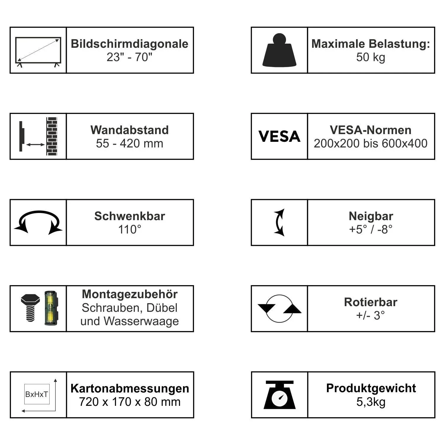 Motion LCD TV Wandhalter  23-70 Zoll - 5