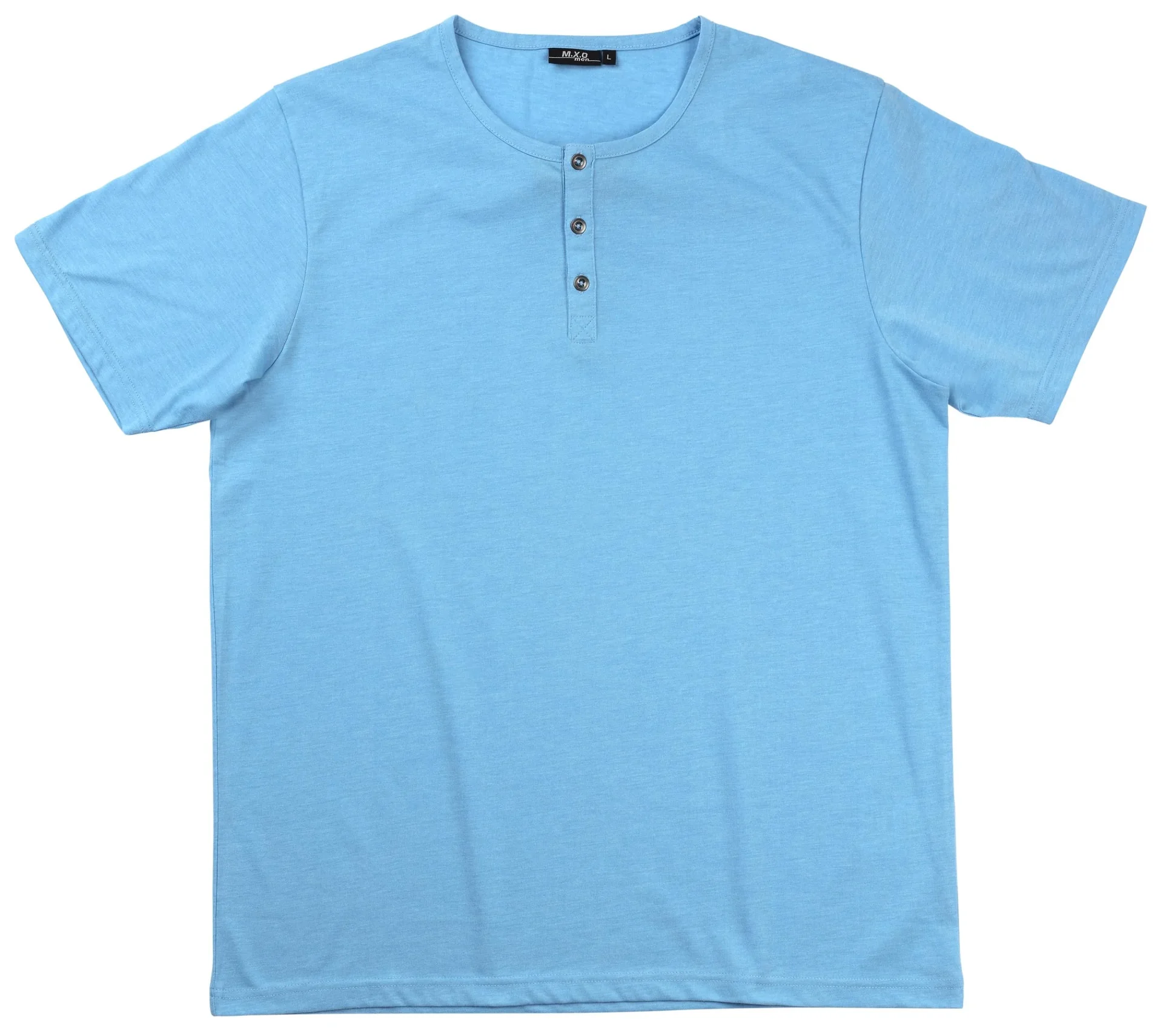 T-Shirt mit Knopfleiste, Farbe blau/melange, Gr.XL - 0