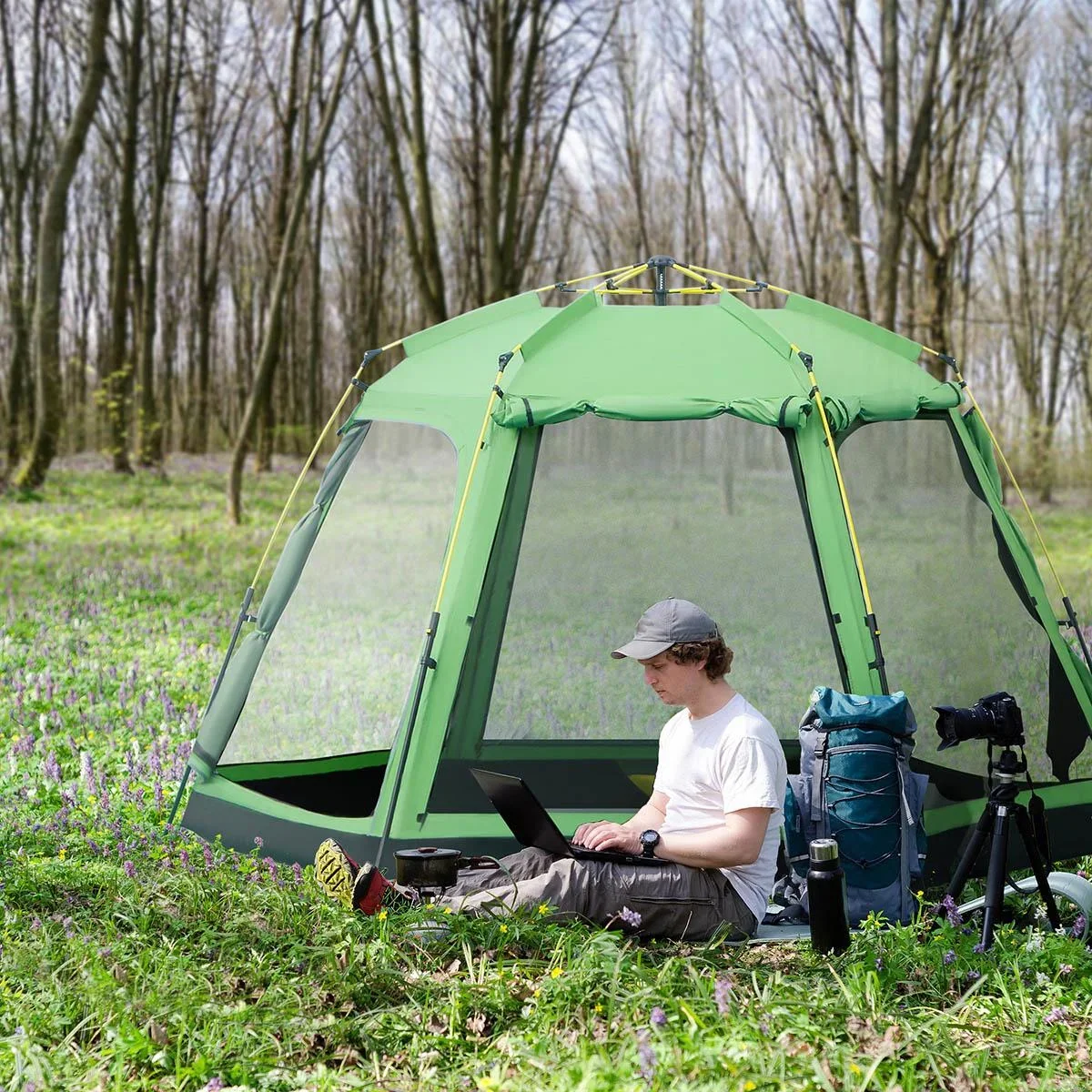 Campingzelt 6 Personen - Grün/Schwarz - 320 x 320 x 180 cm - 0