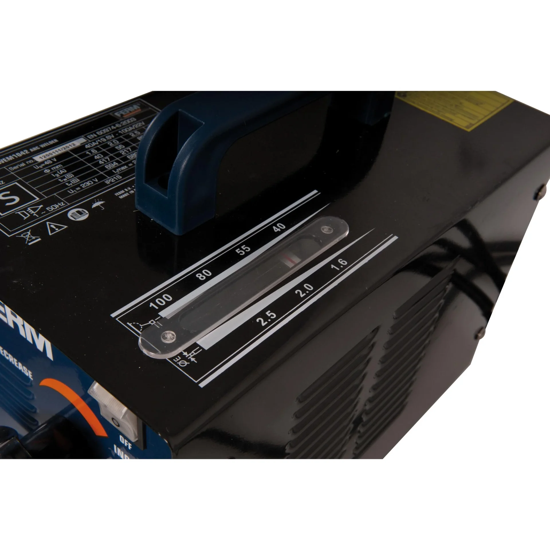 WEM1042 Elektro-Schweißgerät 40-100 Ampere - Thermischen Sicherung -Inkl. Schweißschild, Drahtbürste, Schlackenhammer - 5