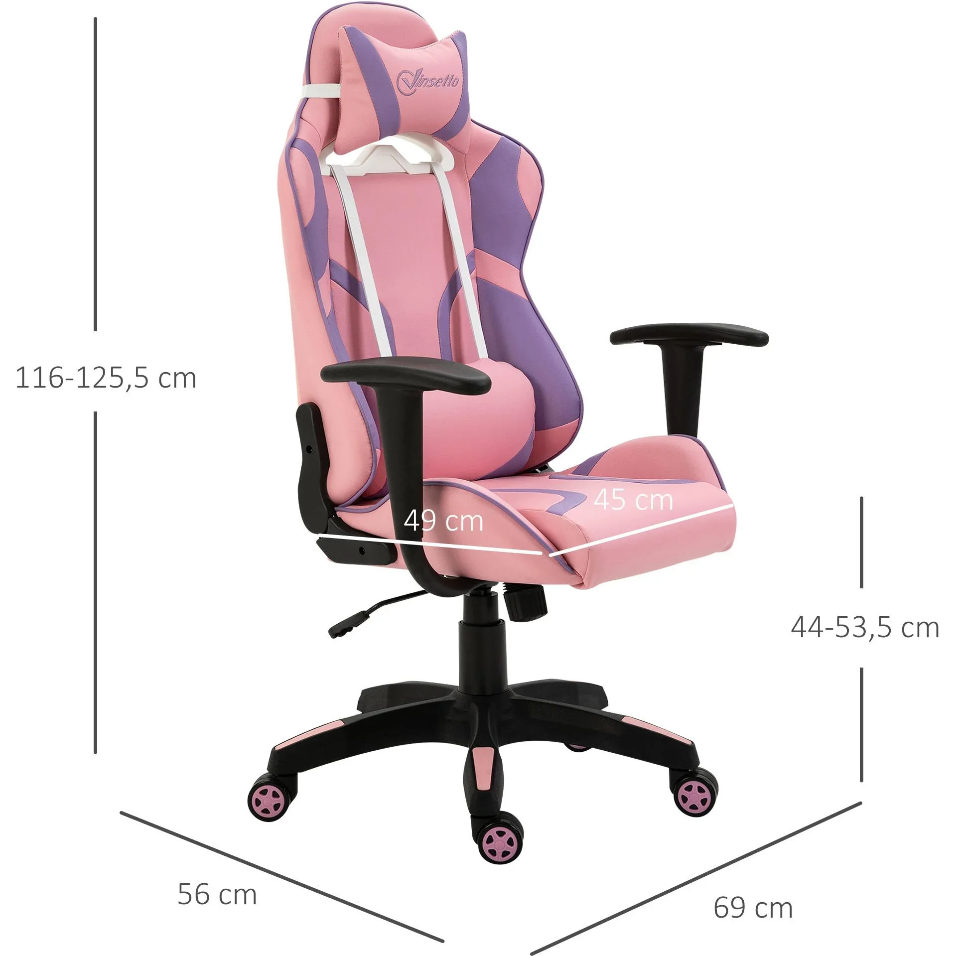 Violetter Gaming-Stuhl, rosa - 1