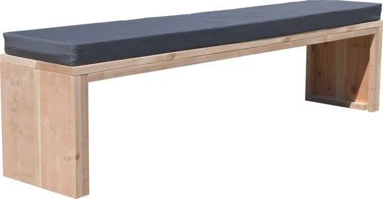 Gartenbank Douglas Holz 180 cm inkl. Wasser- und schmutzabweisendem Kissen Anthrazit - 1
