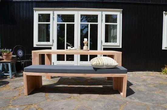 Gartenbank Douglas Holz 180 cm inkl. Wasser- und schmutzabweisendem Kissen Anthrazit - 3