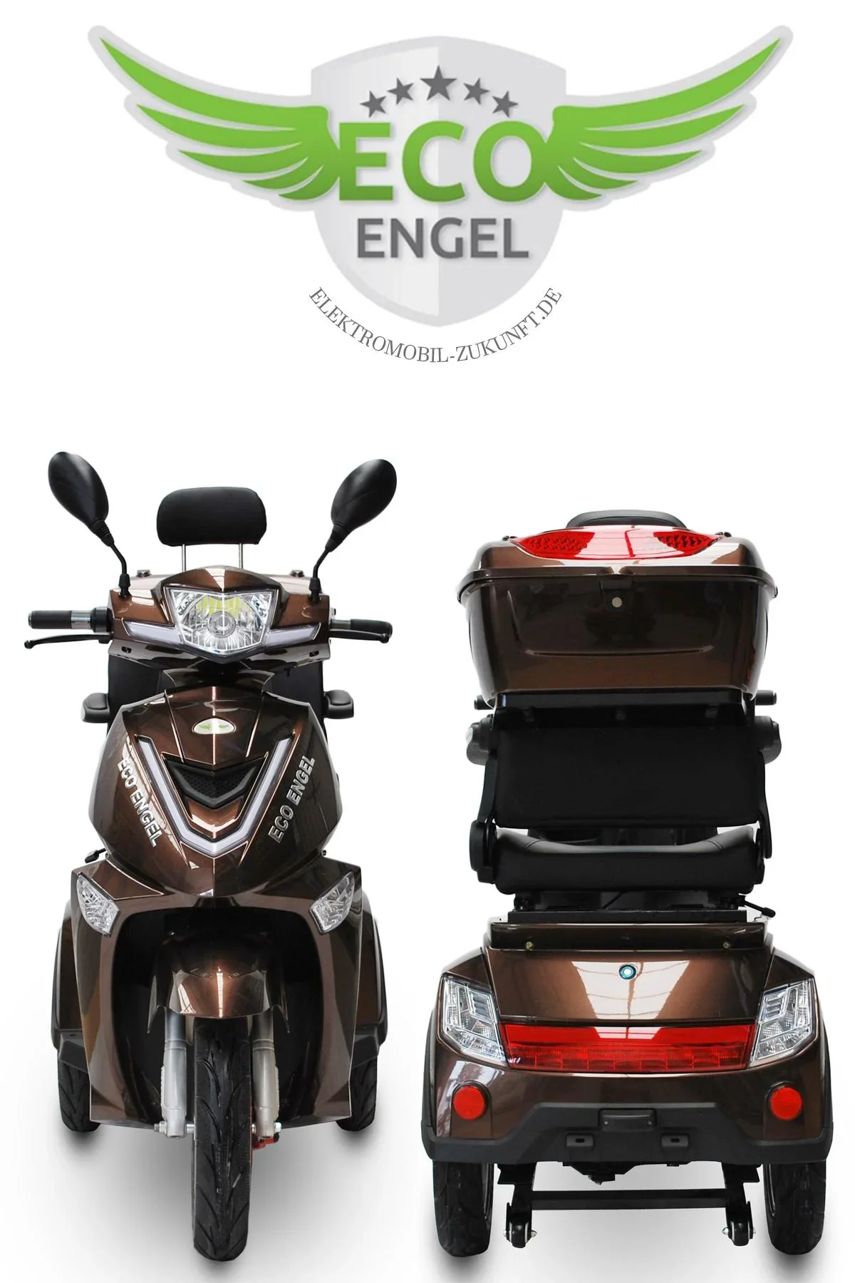 Elektromobil braun - herausnehmbarer Li-Io Akku 30 Ah - 25 km/h - 1000 Watt Seniorenmobil - 8