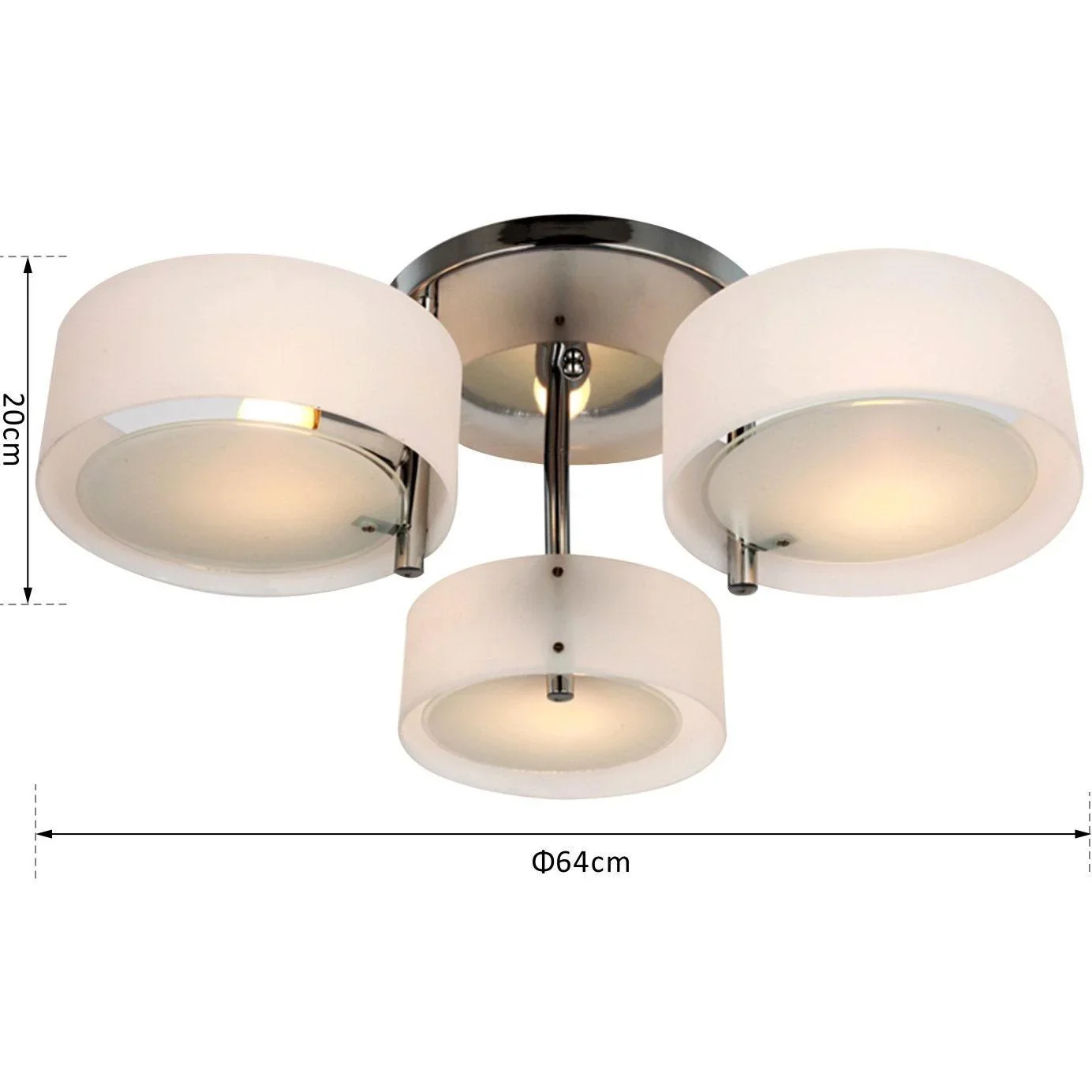 Deckenlampe Acryl Kronleuchter 40W Leuchte 3-flammig Chrom - 0