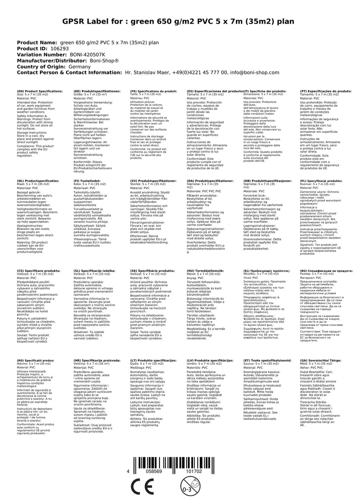grün 650 g/m² PVC 5 x 7m (35m²) Plane-6