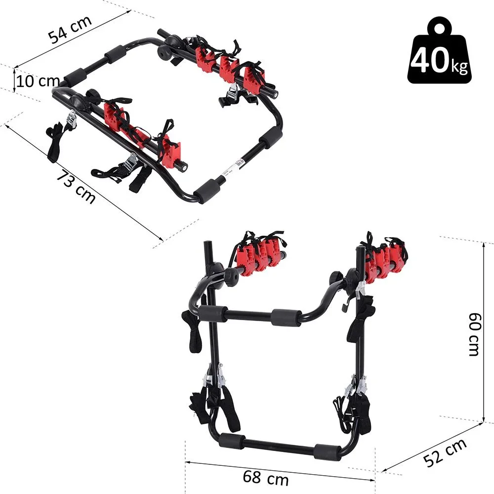 Fahrradheckträger für 3 Fahrräder Fahrradträger Heckträger faltbar Metall + Kunststoff Schwarz + Rot - 2