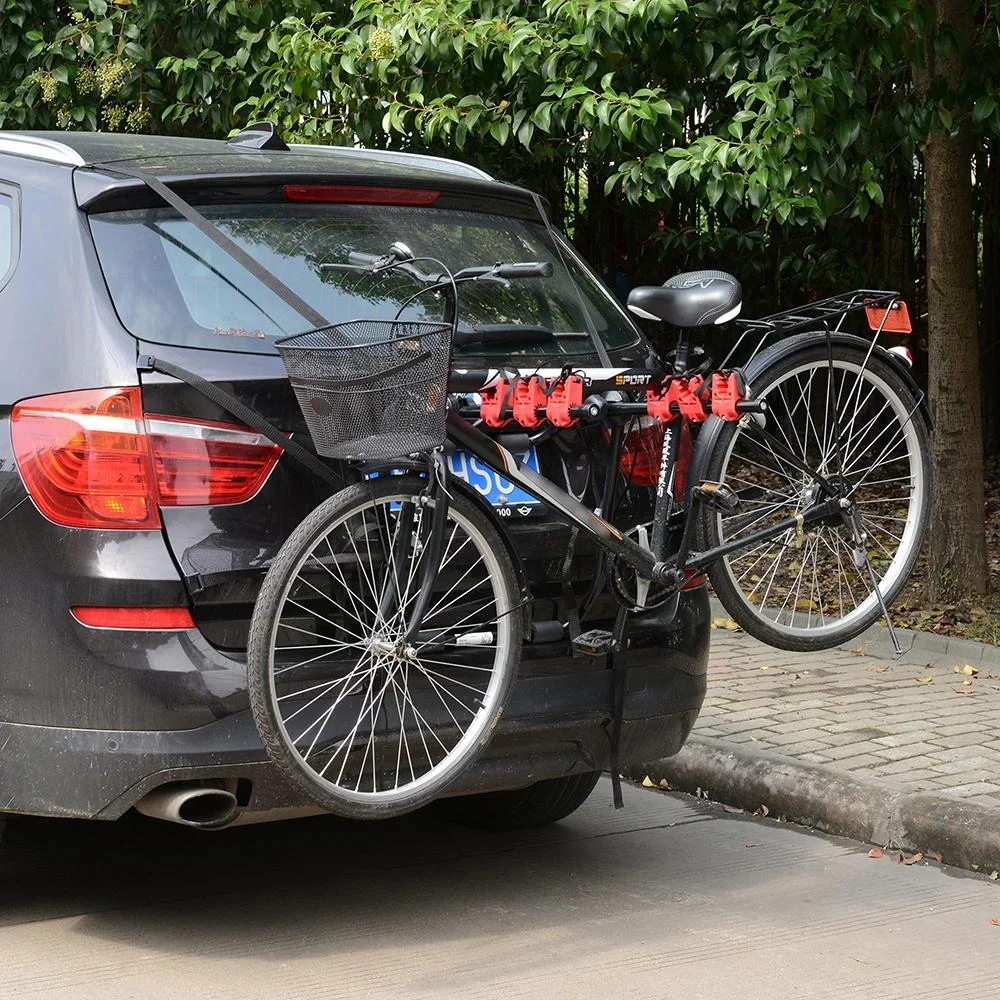 Fahrradheckträger für 3 Fahrräder Fahrradträger Heckträger faltbar Metall + Kunststoff Schwarz + Rot - 3