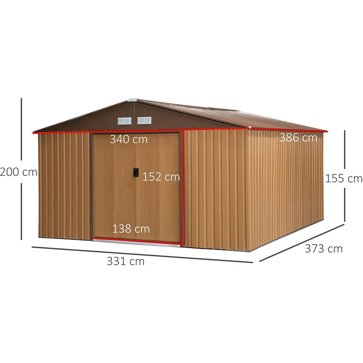 Werkzeugablage mit Bodenplatte Metall Braun 340 L x 386 B x 200 H cm - 3