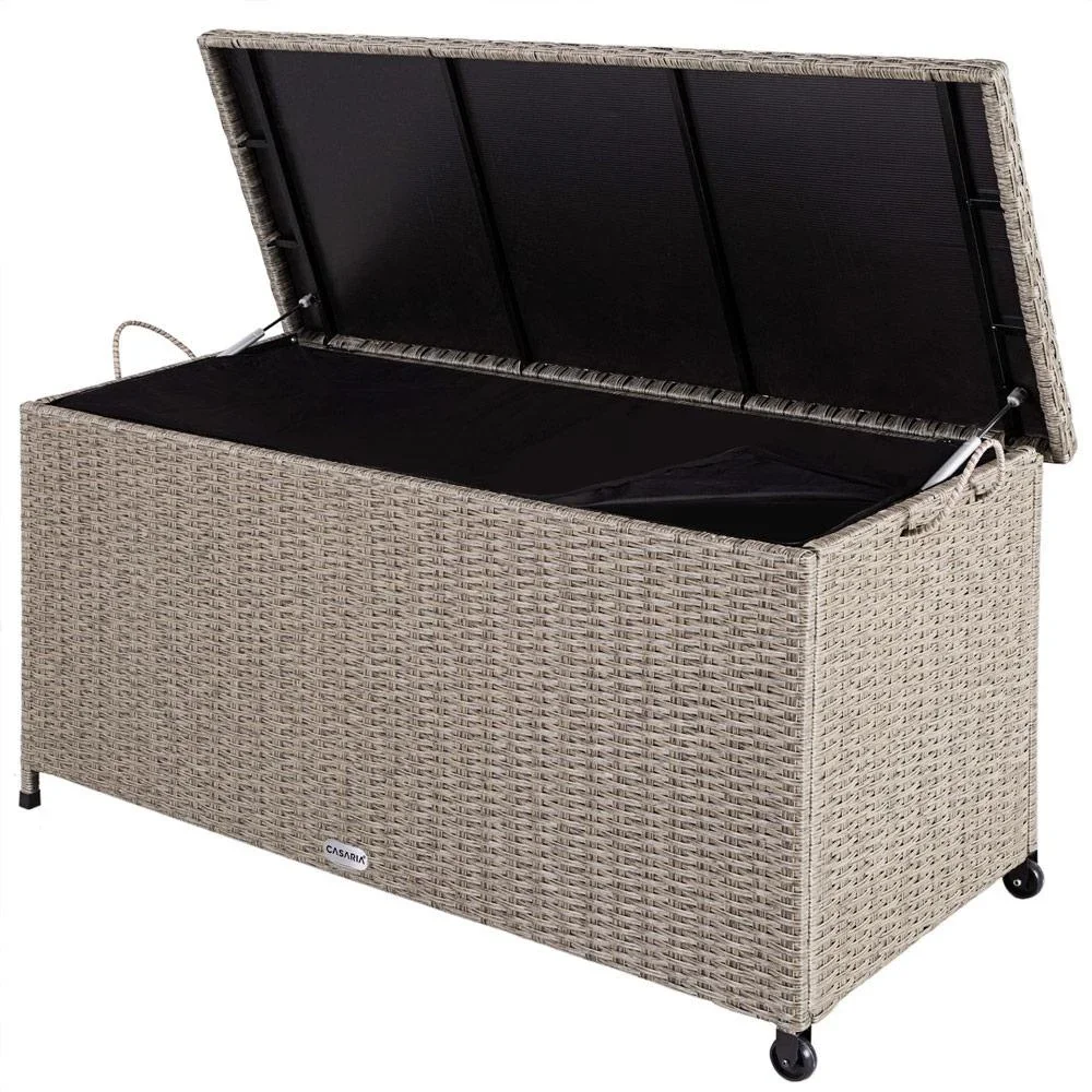 Gartenbox - Aufbewahrungsbehälter creme 122x56x61cm mit Rädern - 0