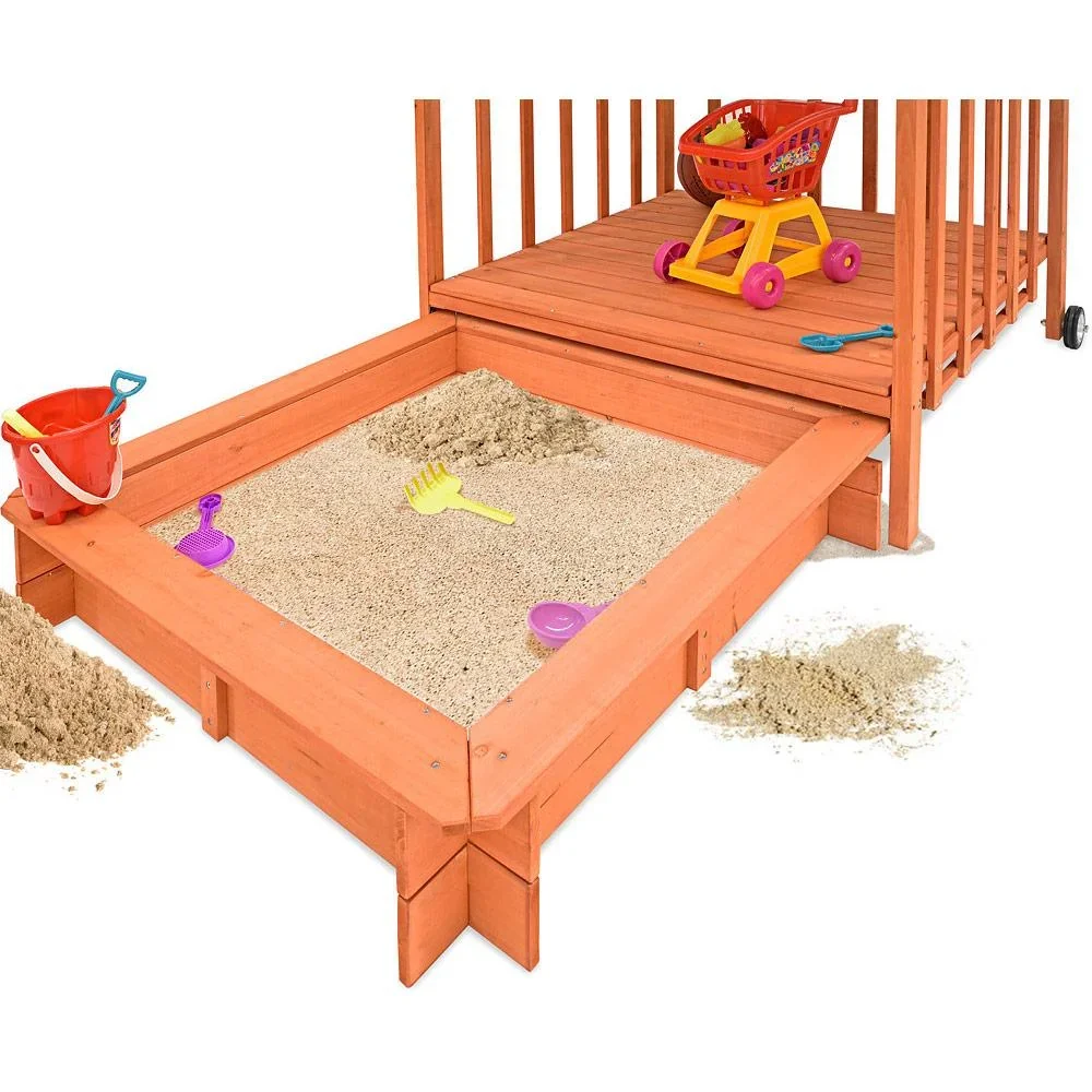 Sandkasten mit Spielhaus und Rollen - 130x130x143 cm - UV 50 - 8
