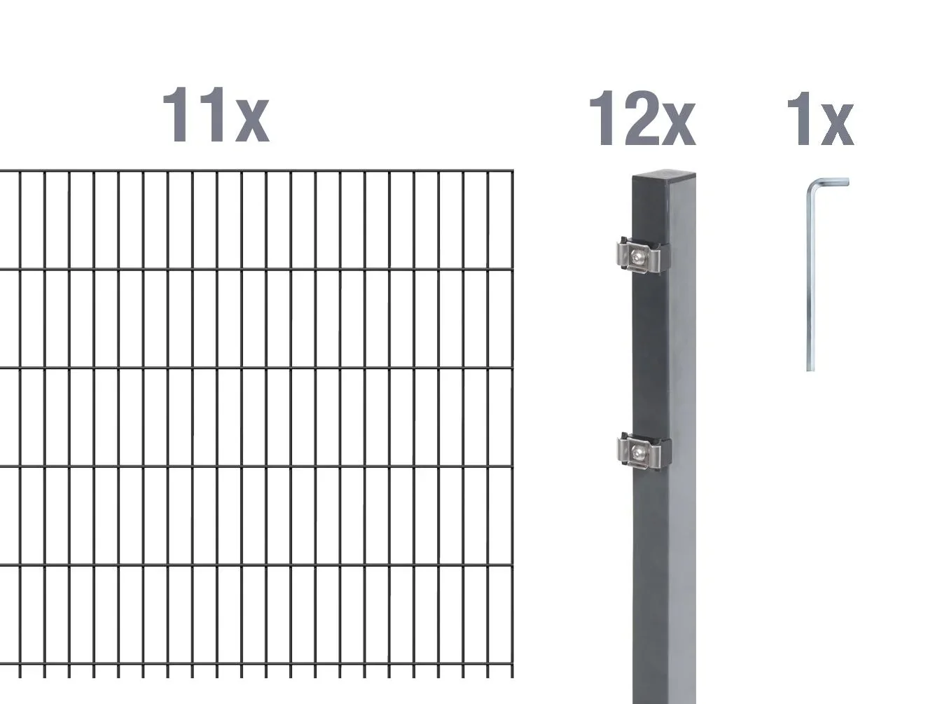 Doppelstabmattenzaun Komplettset, anthrazit, Höhe 120 cm, Länge 22 m - 2