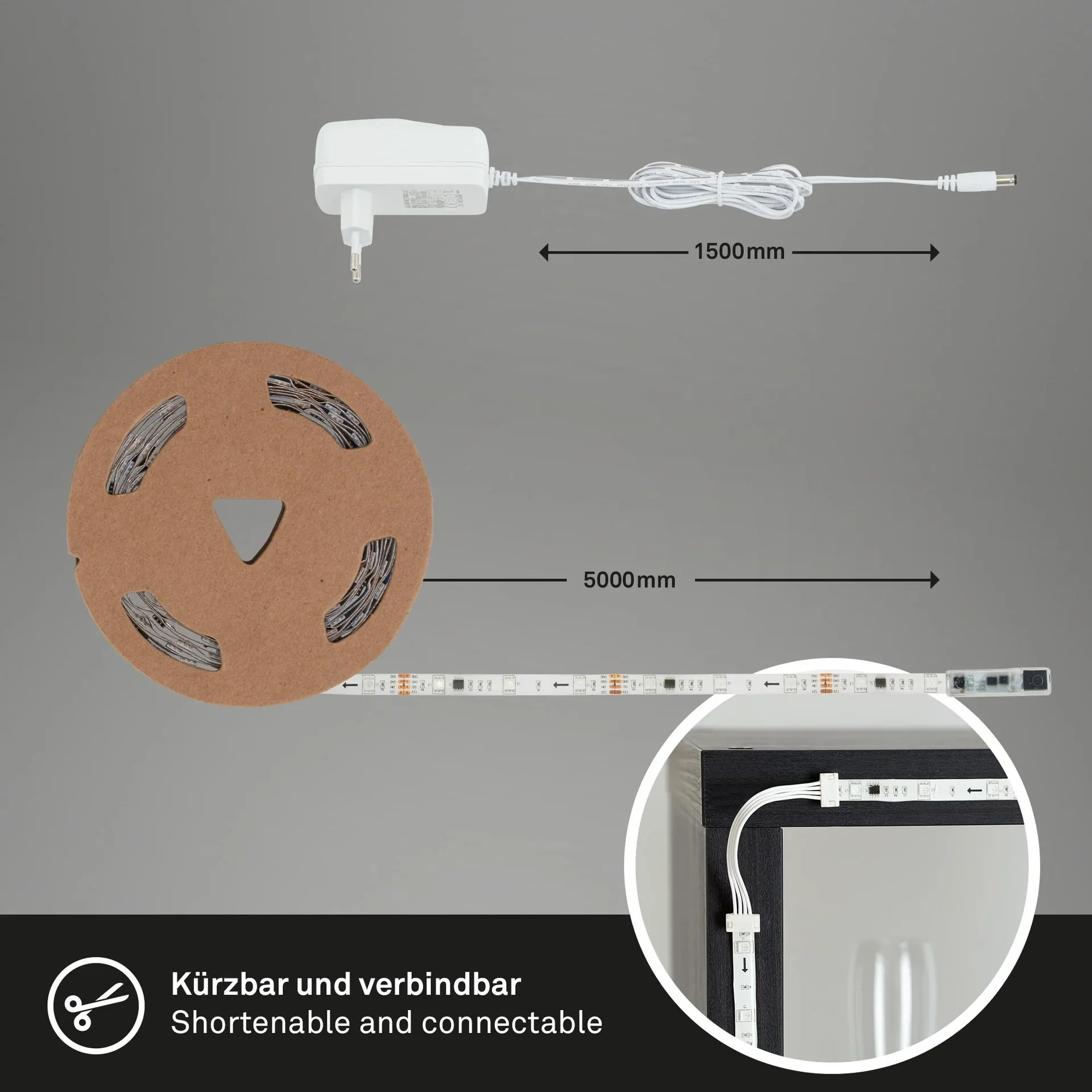 RGB-LED Flexband digital, 5m, 150  RGB-LEDs, 24 Watt, Fernbedienung"" - 0