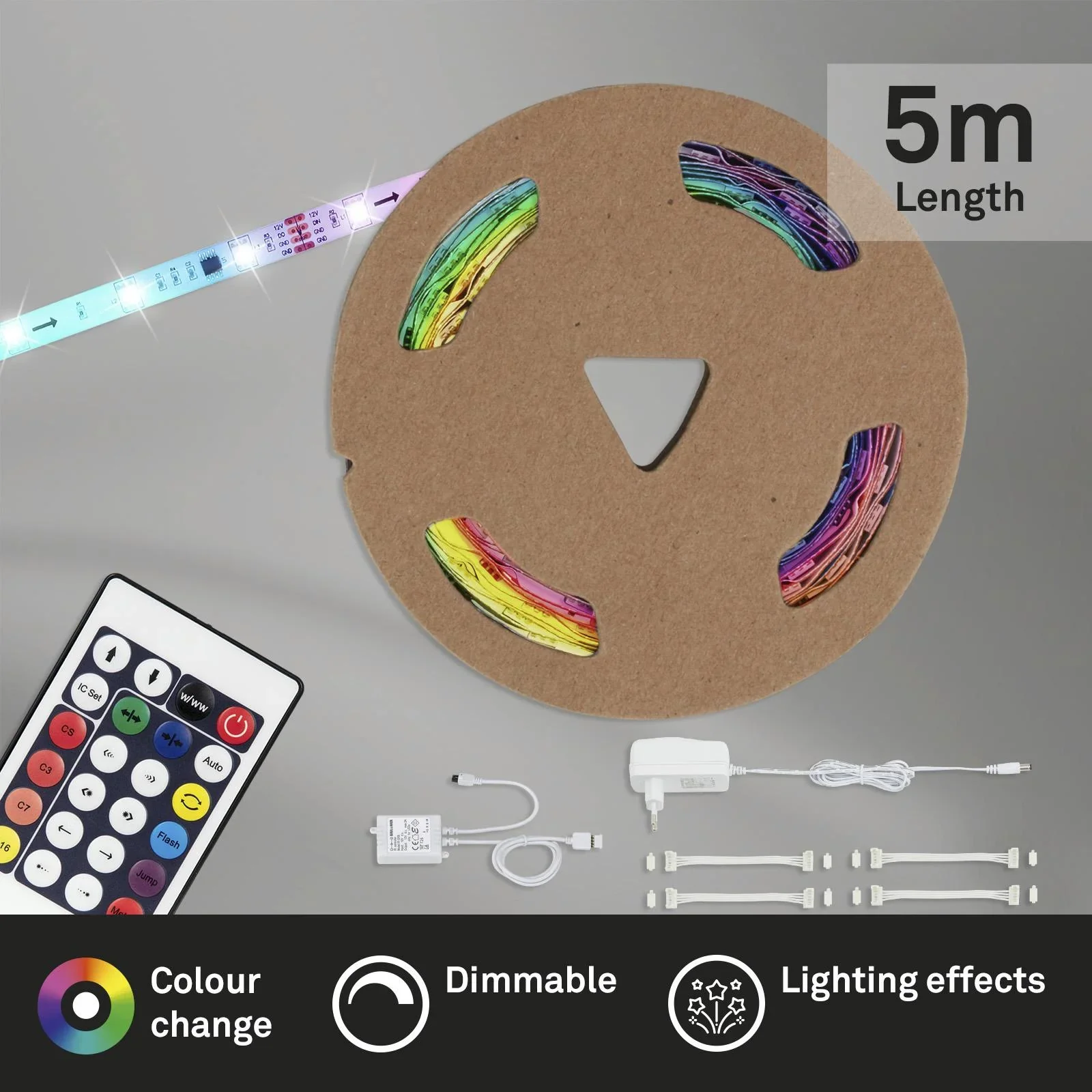 RGB-LED Flexband digital, 5m, 150  RGB-LEDs, 24 Watt, Fernbedienung"" - 1