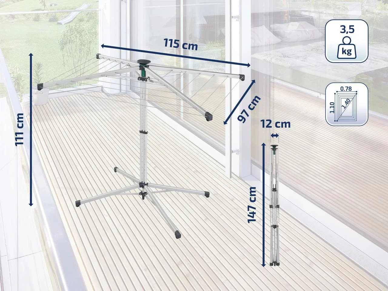 Stand Wäscheschirm LinoPop Up 140 - 2