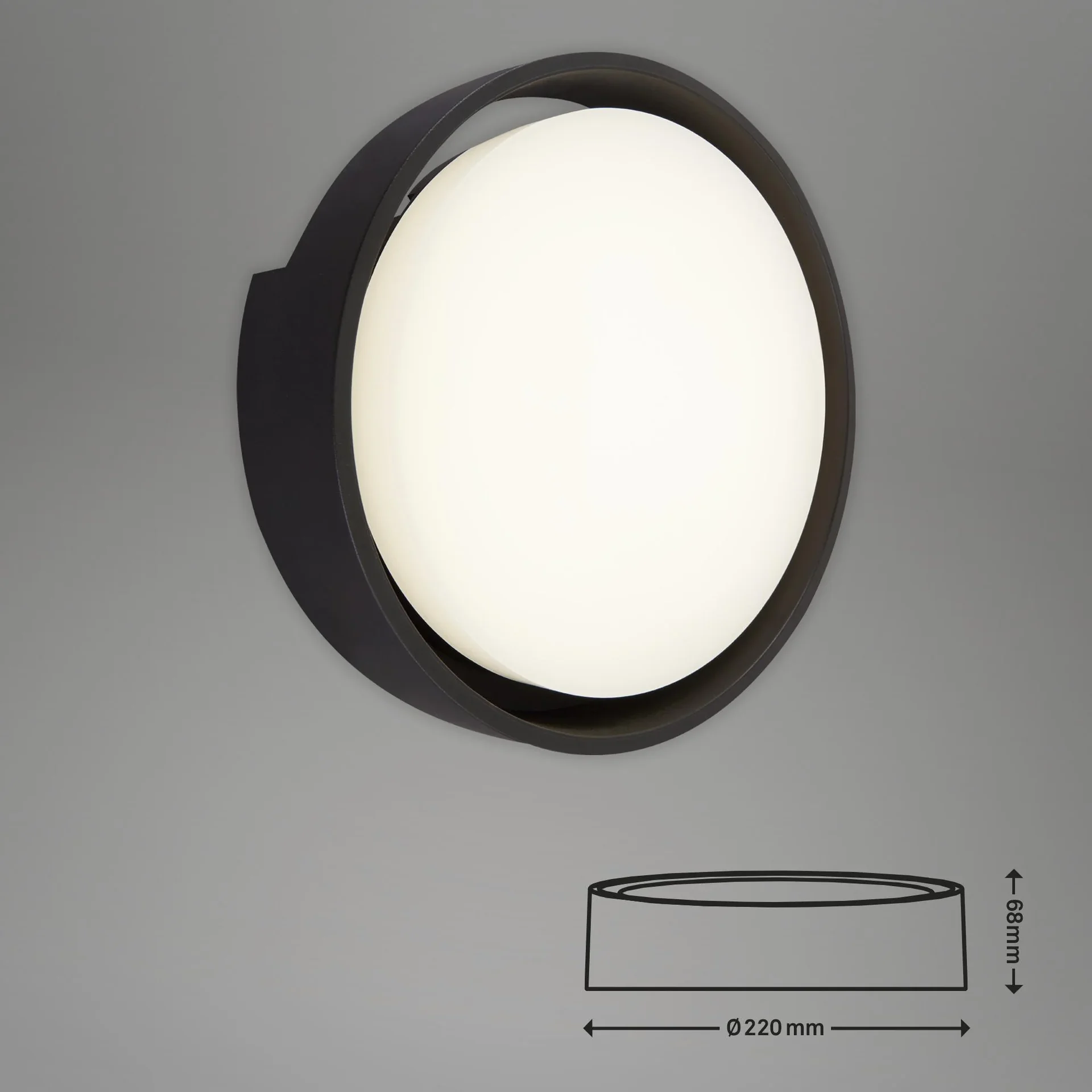 GENUA LED Außenwandleuchte, schwarz, IP44, 18 Watt, 1.500 lm, 4.000 K - 0