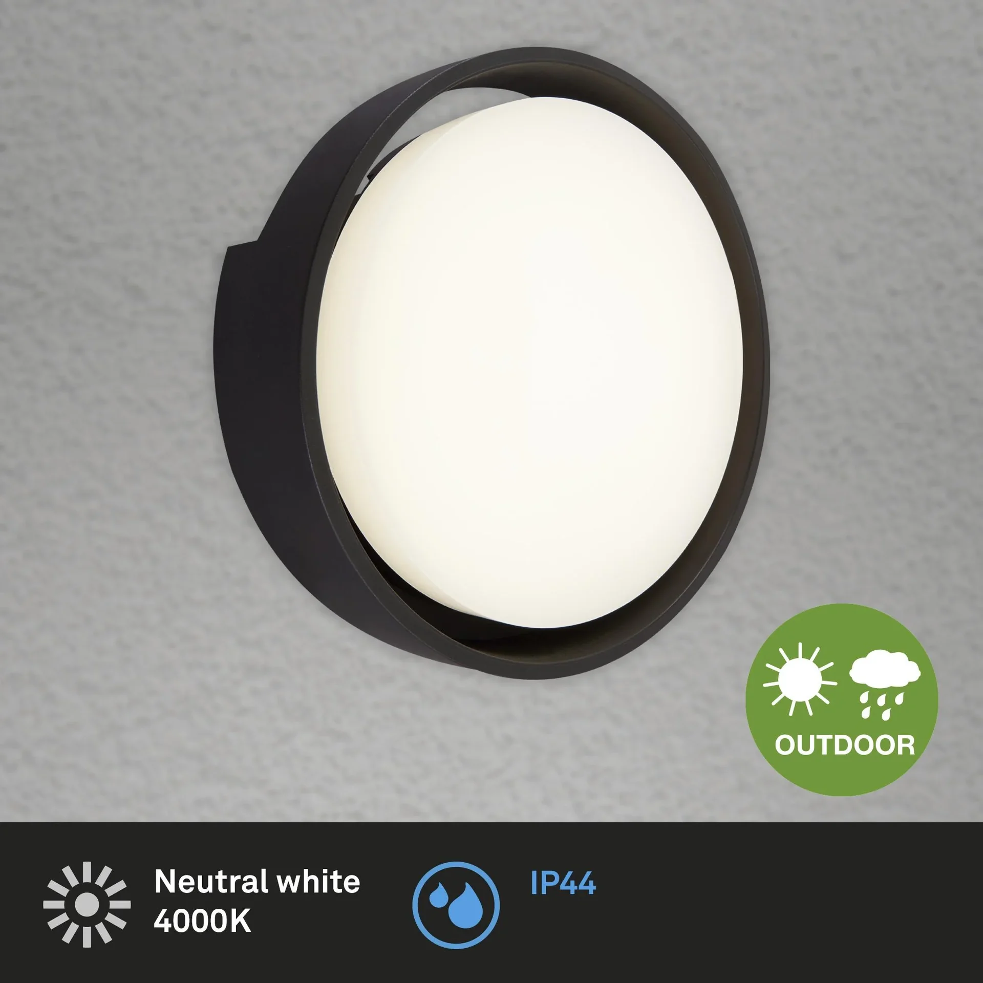 GENUA LED Außenwandleuchte, schwarz, IP44, 18 Watt, 1.500 lm, 4.000 K - 1