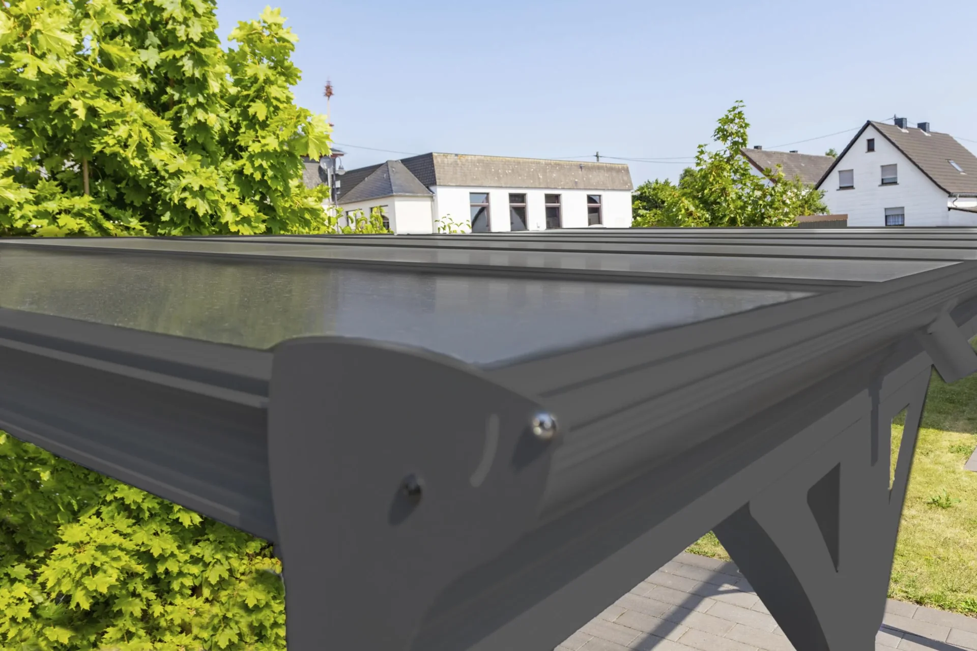 Aluminium Flachdach Carport und Überdachung anthrazit, 503x305x232 cm - 1
