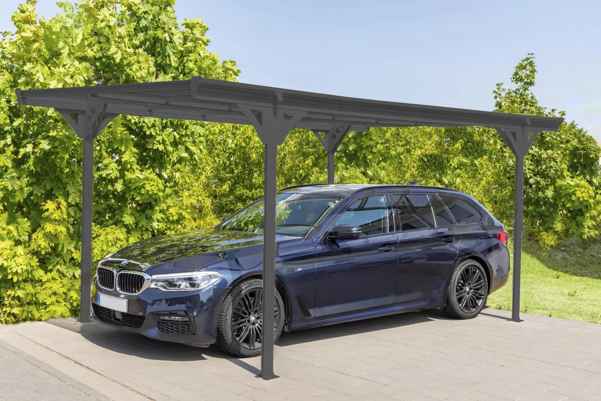 Aluminium Flachdach Carport und Überdachung anthrazit, 503x305x232 cm - 3