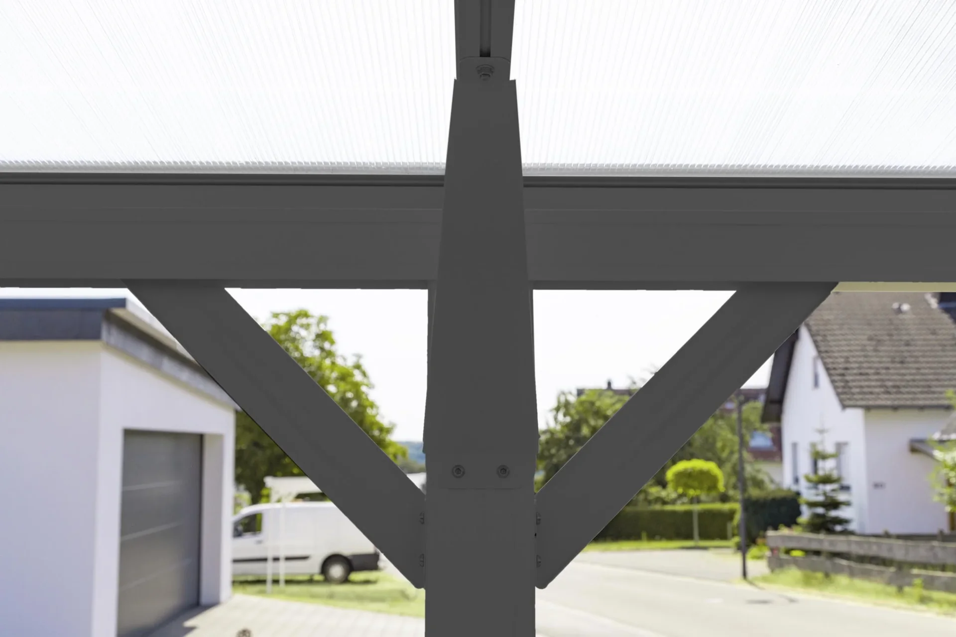 Aluminium Flachdach Carport und Überdachung anthrazit, 503x305x232 cm - 5
