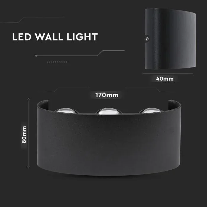 VT-846 LED-Wandleuchte oben / unten - 5W - 630 Lm - 3000K - Schwarz - 0