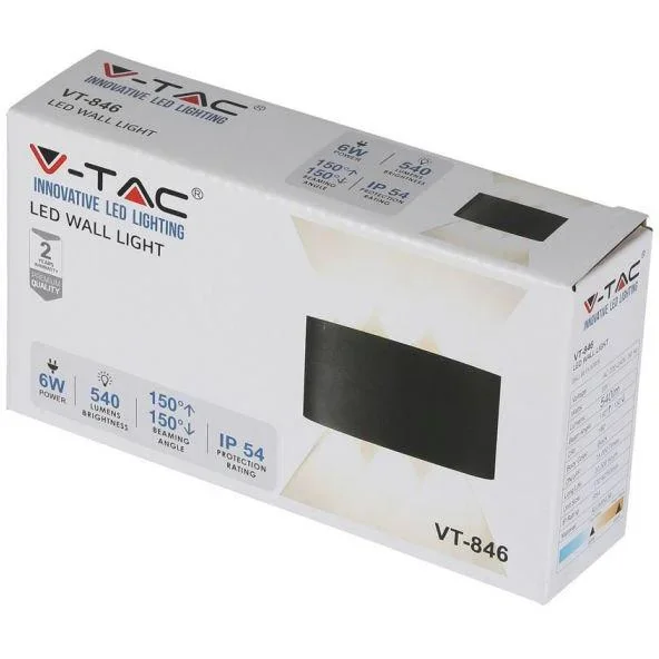 VT-846 LED-Wandleuchte oben / unten - 5W - 630 Lm - 3000K - Schwarz - 2