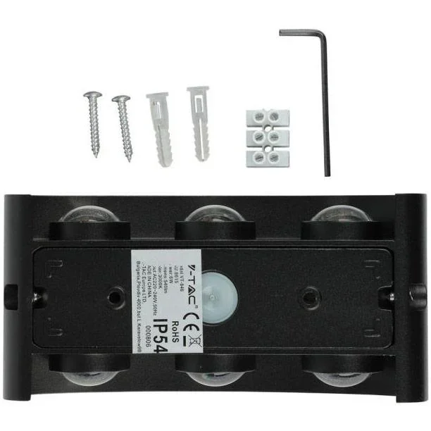VT-846 LED-Wandleuchte oben / unten - 5W - 630 Lm - 3000K - Schwarz - 6