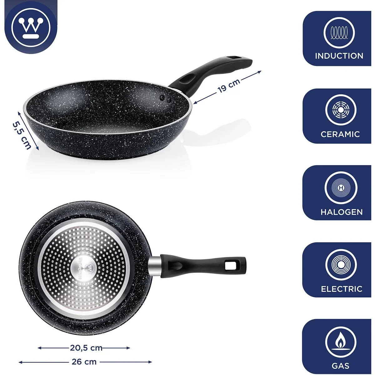 Bratpfanne aus schwarzem Marmor (26 cm) - 0