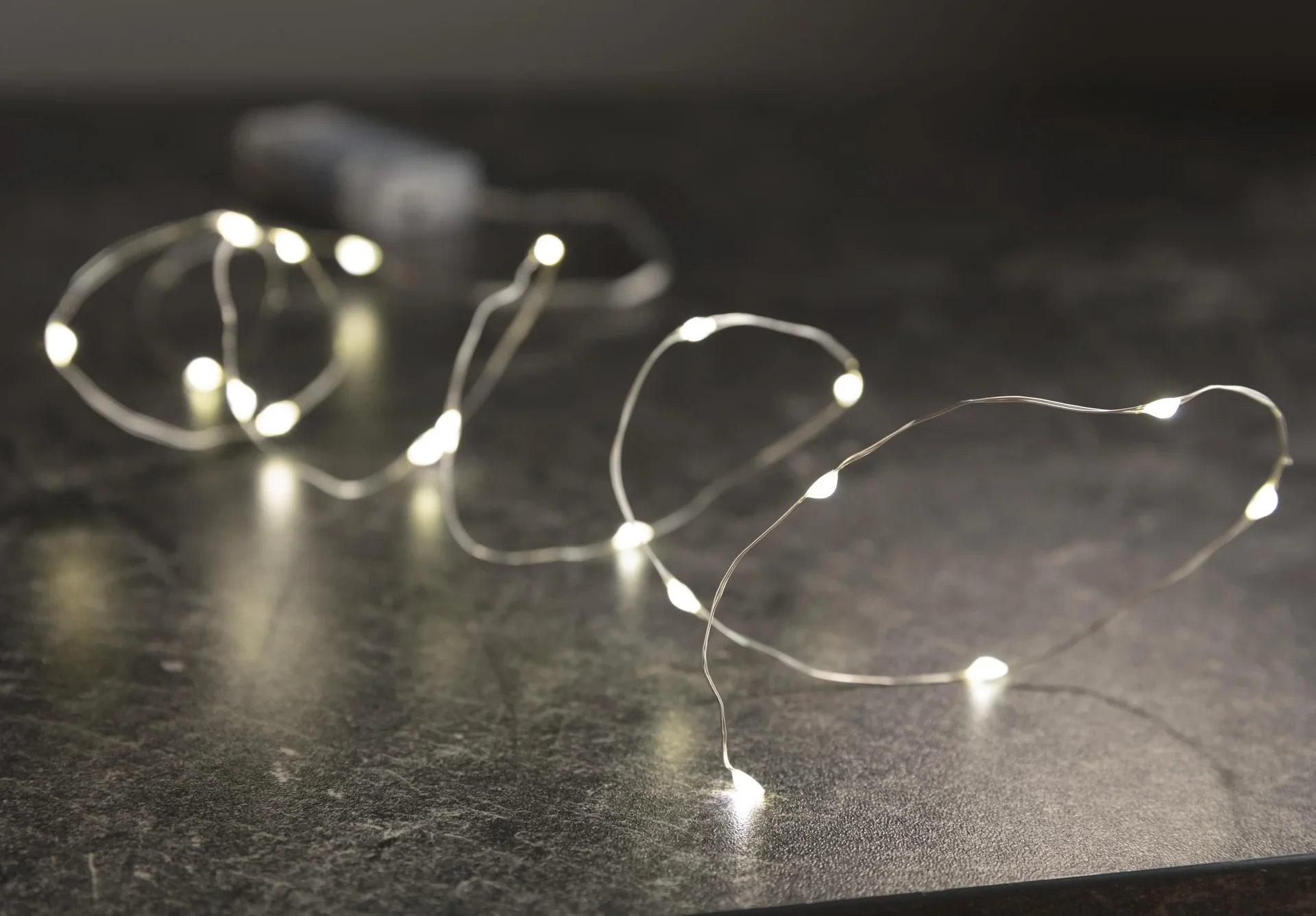 LED Silberdraht Lichterkette mit 20 warmweißen LEDs - 0