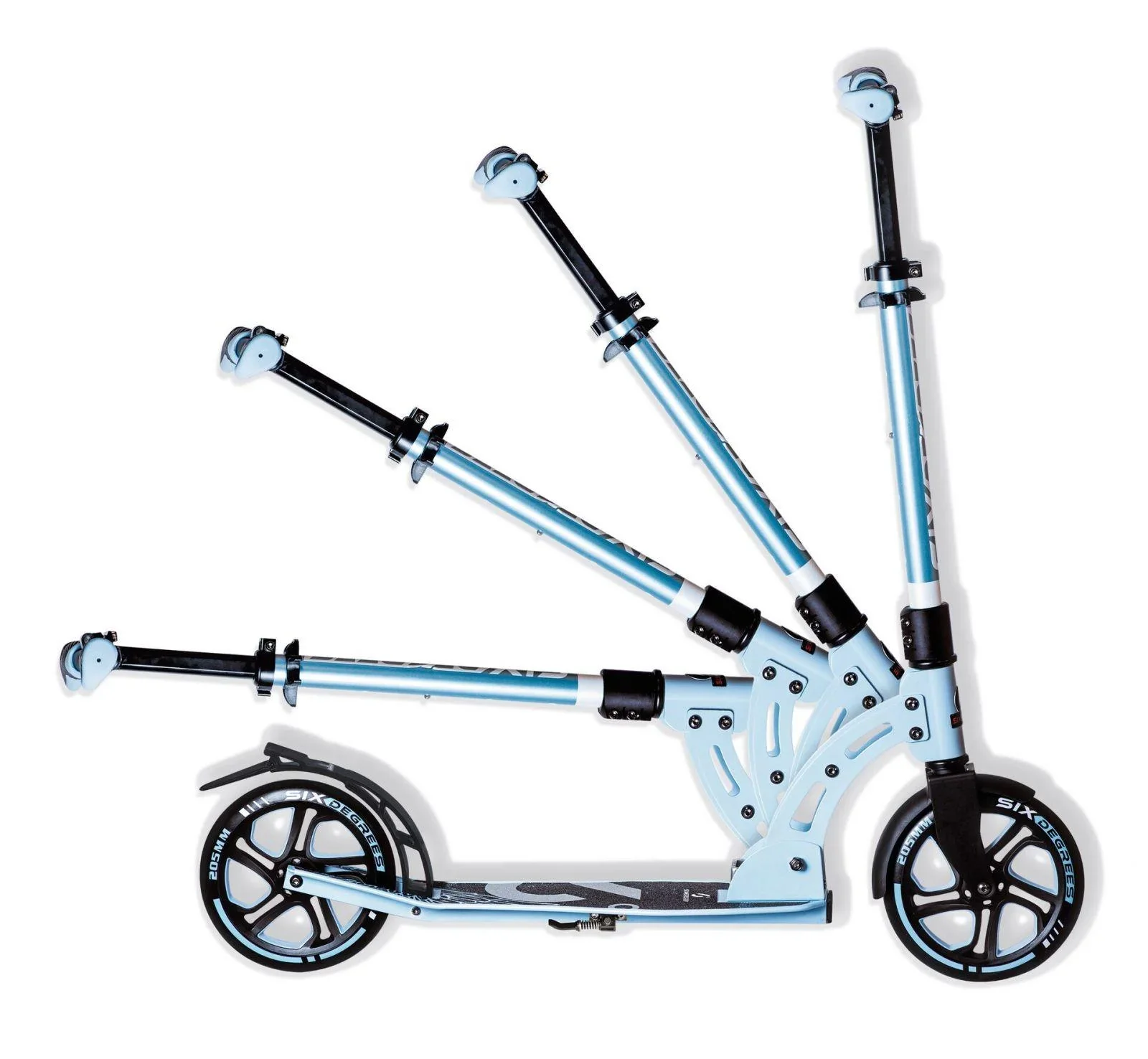 Aluminium Scooter mit Klappmechanismus, Ständer, 205 mm, ABEC 7, höhenverstellbar, pastell-blau - 4