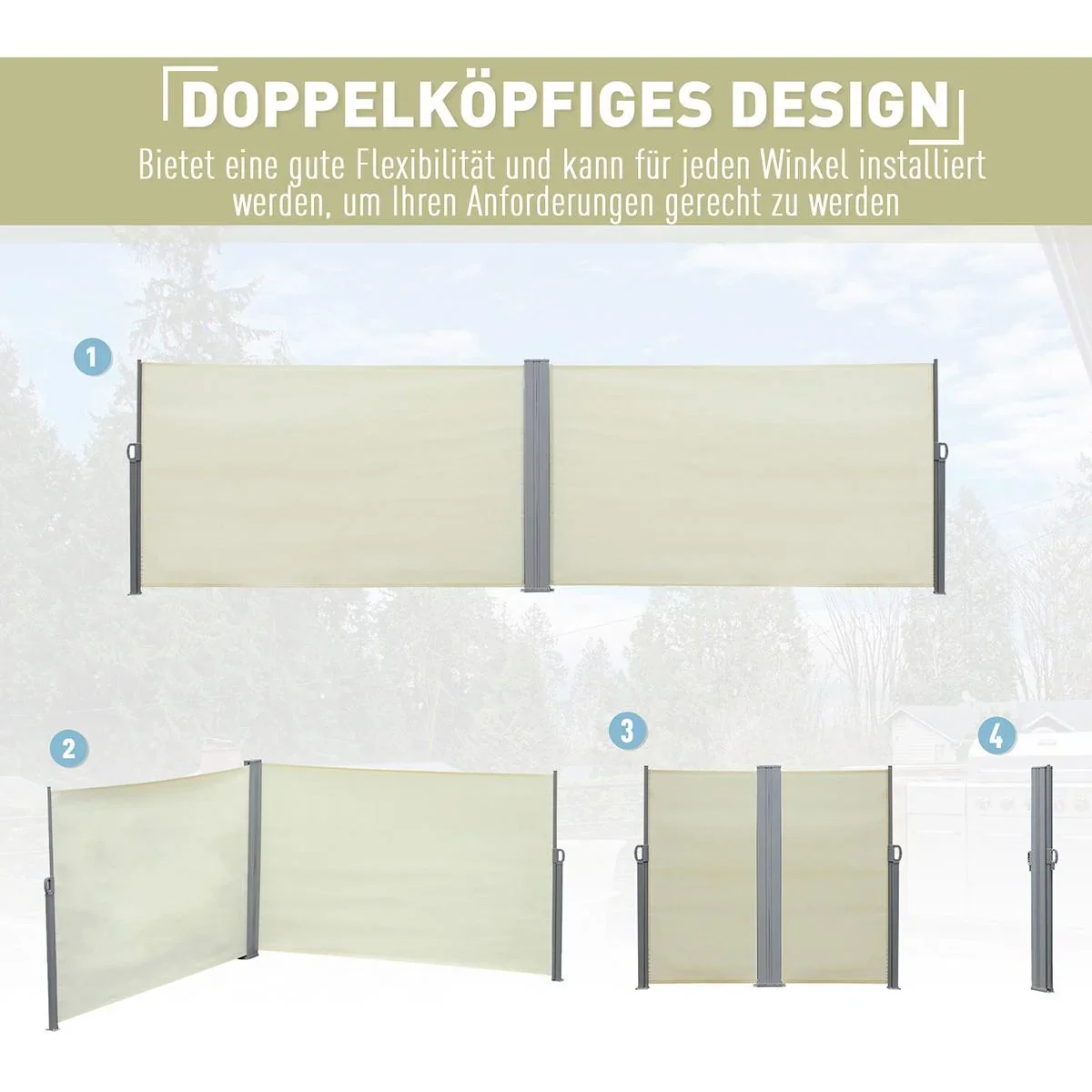 Doppel-Seitenmarkise 6 x 1,6 m - 0