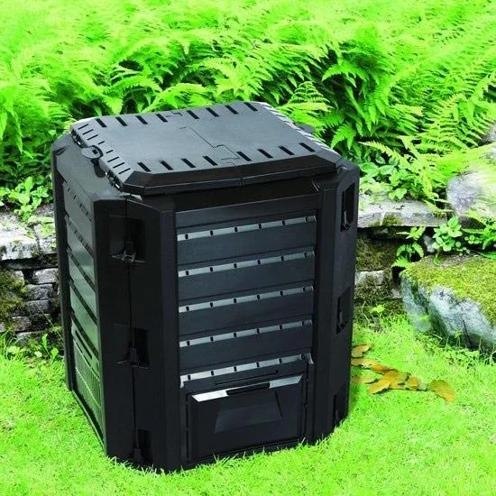 Kompostbehälter für Gartenbacken schwarz | 380 Liter | 72 x 72 x 83 cm - 4