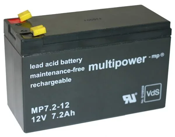 Blei Vlies Akku 12V, 7,2Ah, 4,8mm Anschluss, VdS - 0
