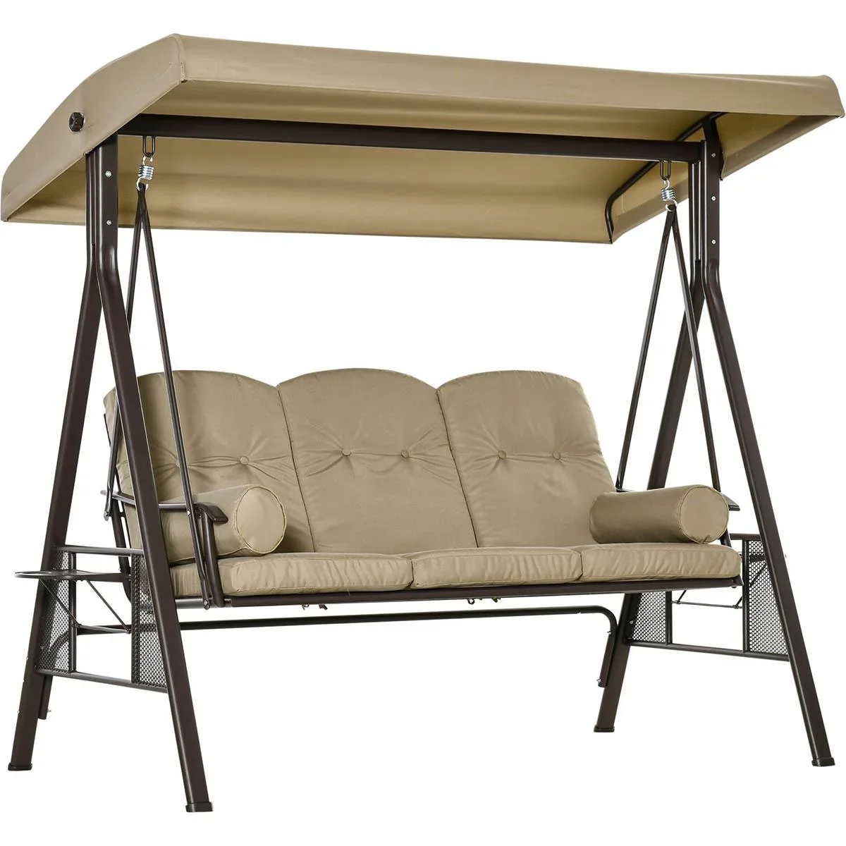 3-Sitzer Hollywoodschaukel mit Sonnenschirm Taupe 116 x 206 x 183 cm - 3