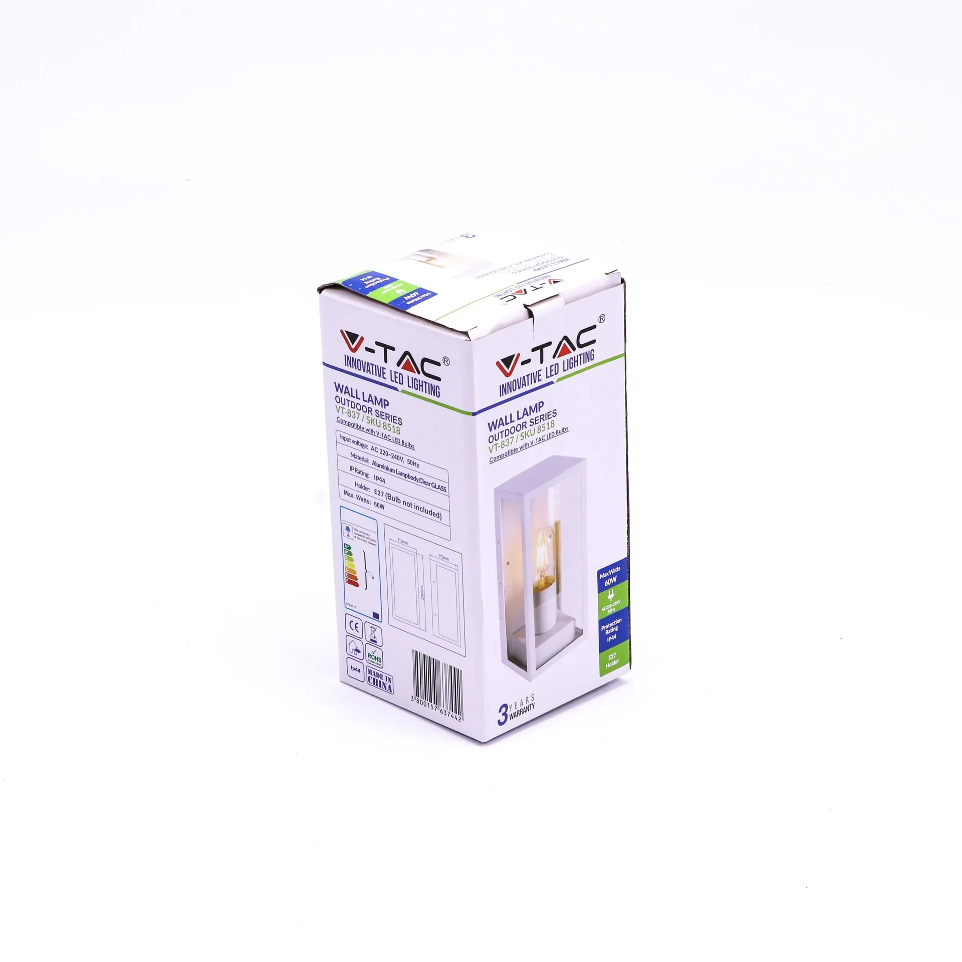 VT-837 Wandleuchte - 1 Licht - Aluminium - Weiß - IP44 - 0